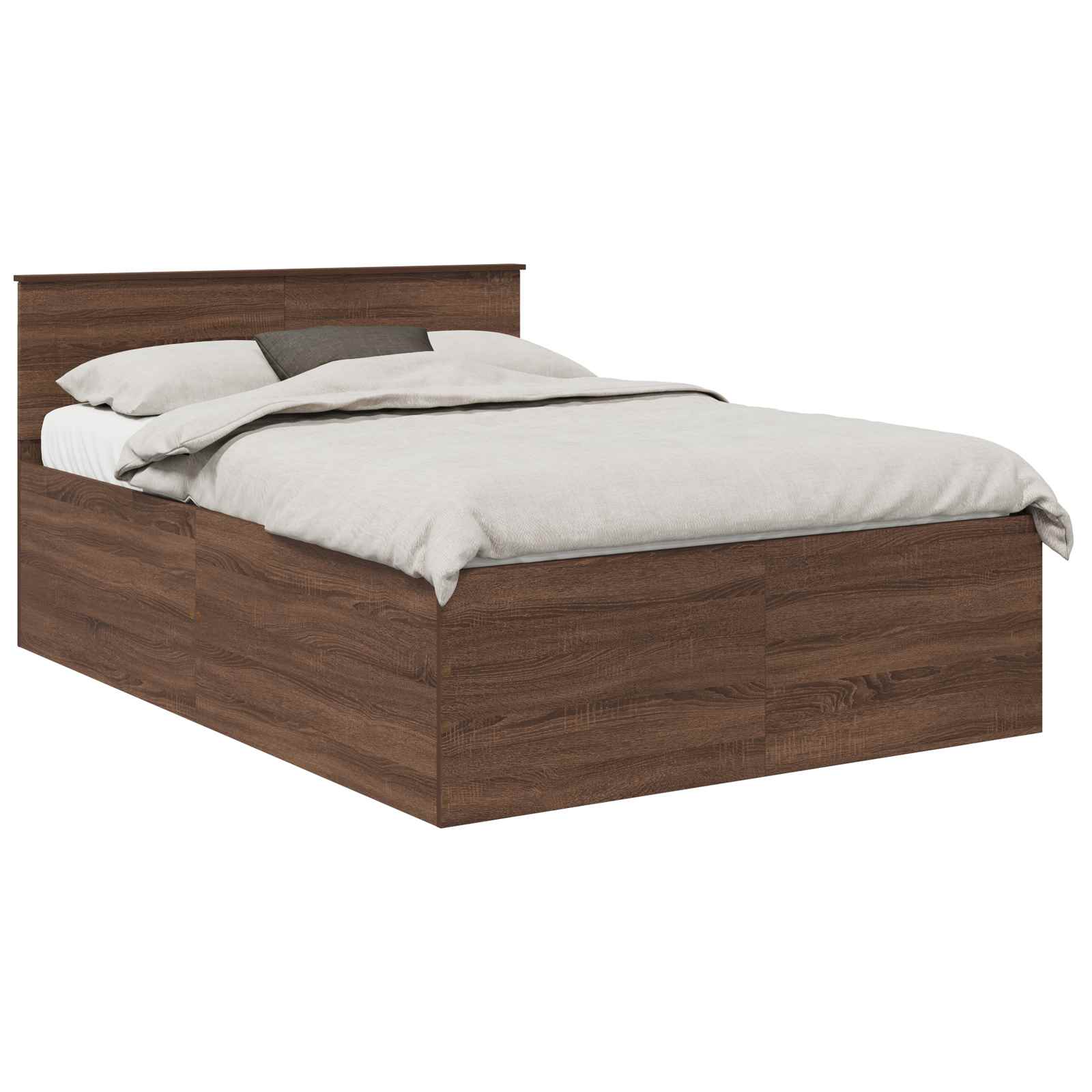 Bedframe met hoofdeinde Bruin Eiken 150 x 200 cm Bewerkt hout is nu te koop bij PeponiXL, paradijselijk wonen!