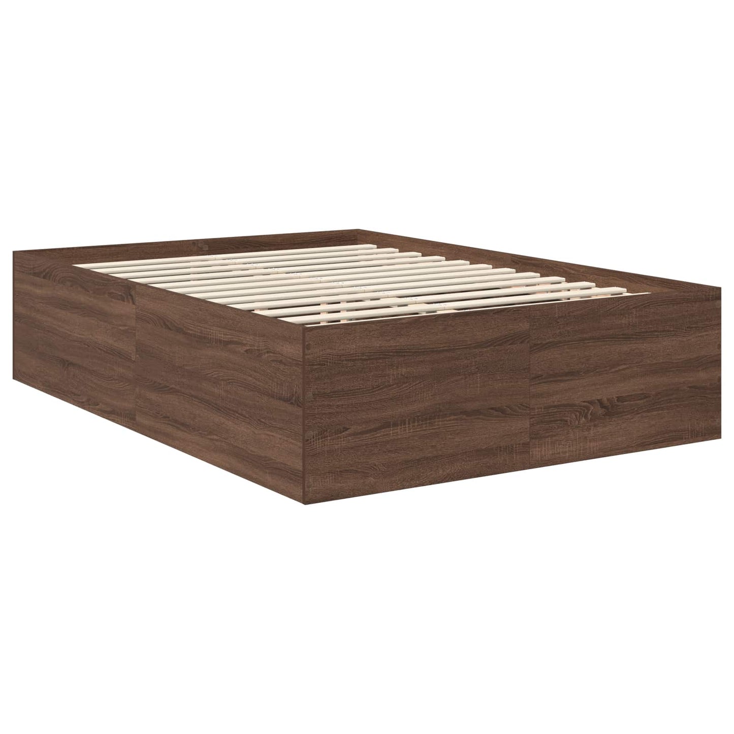 Bedframe met hoofdeinde Bruin Eiken 150 x 200 cm Bewerkt hout is nu te koop bij PeponiXL, paradijselijk wonen!