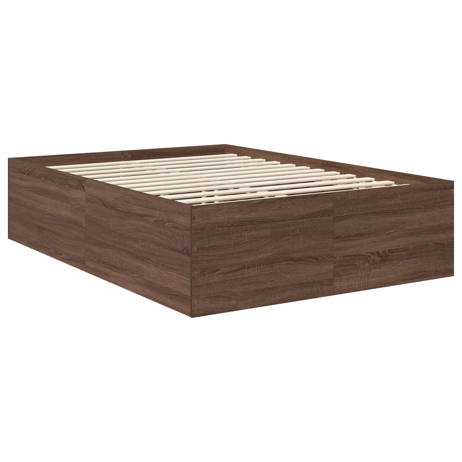 Bedframe met hoofdeinde Bruin Eiken 150 x 200 cm Bewerkt hout is nu te koop bij PeponiXL, paradijselijk wonen!