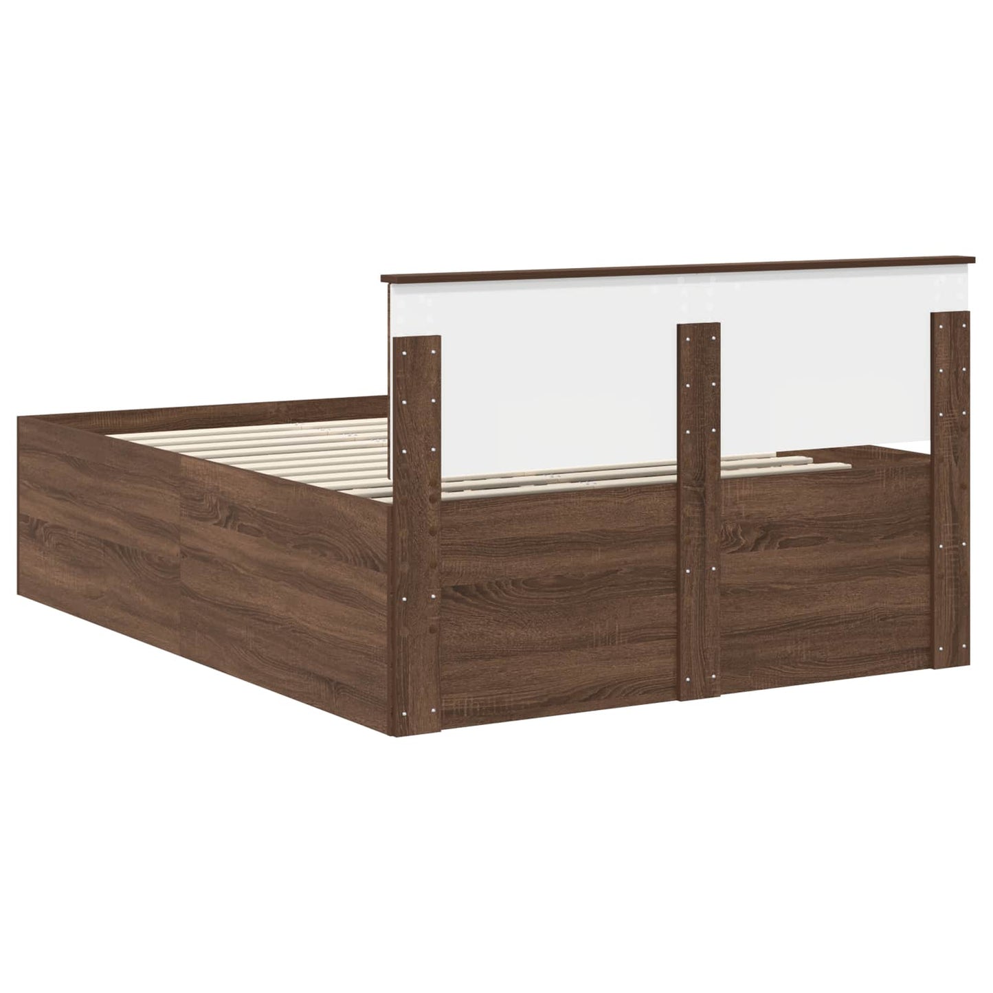 Bedframe met hoofdeinde Bruin Eiken 150 x 200 cm Bewerkt hout is nu te koop bij PeponiXL, paradijselijk wonen!