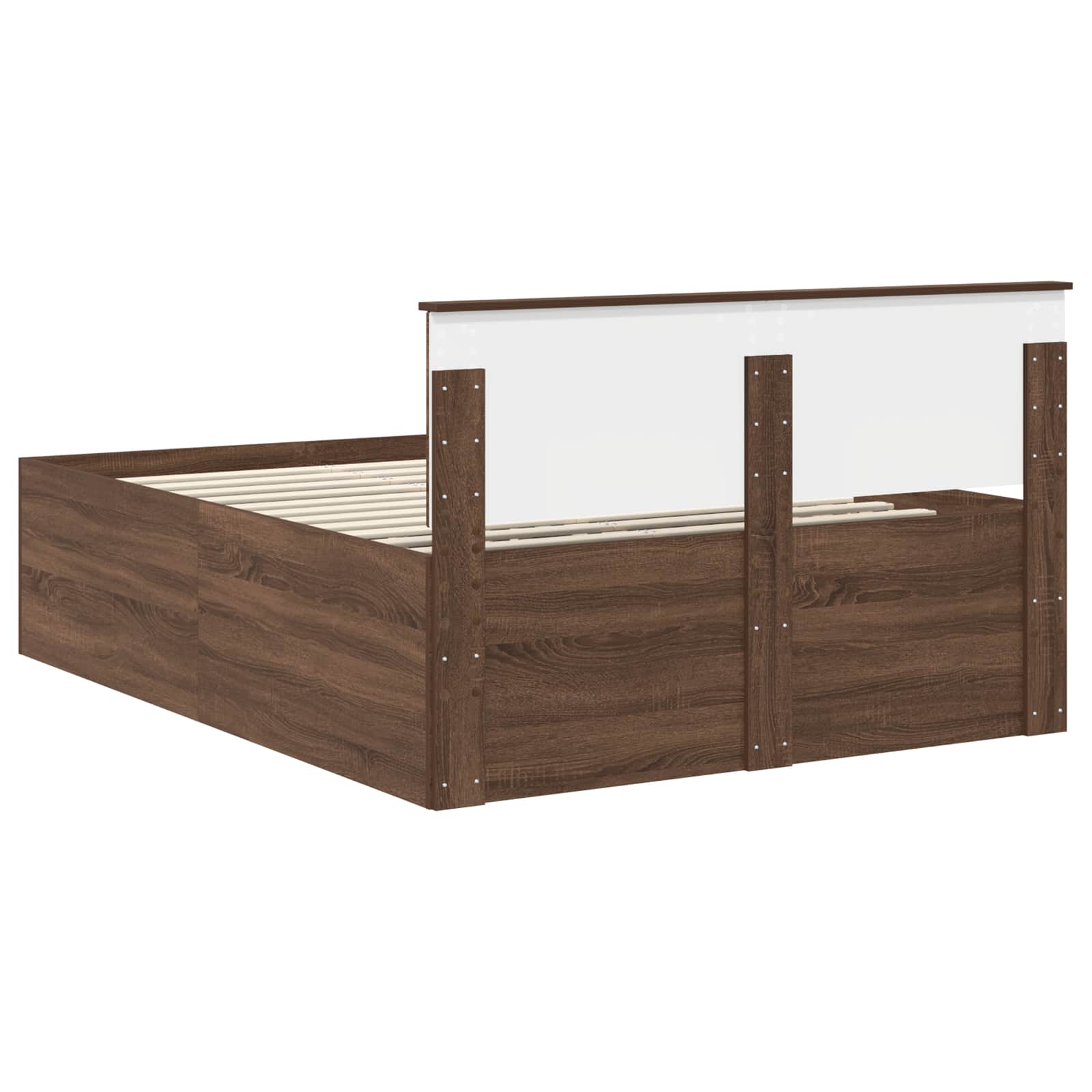 Bedframe met hoofdeinde Bruin Eiken 150 x 200 cm Bewerkt hout is nu te koop bij PeponiXL, paradijselijk wonen!
