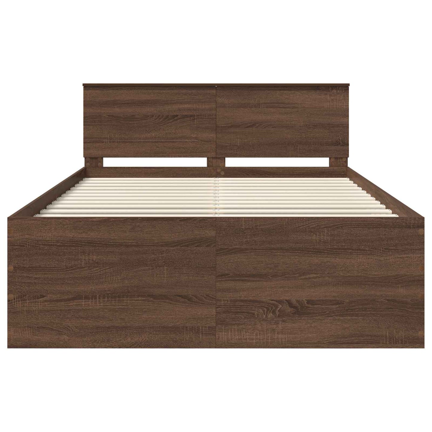 Bedframe met hoofdeinde Bruin Eiken 150 x 200 cm Bewerkt hout is nu te koop bij PeponiXL, paradijselijk wonen!
