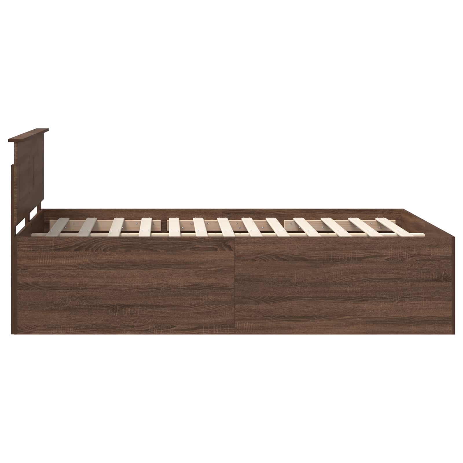 Bedframe met hoofdeinde Bruin Eiken 150 x 200 cm Bewerkt hout is nu te koop bij PeponiXL, paradijselijk wonen!