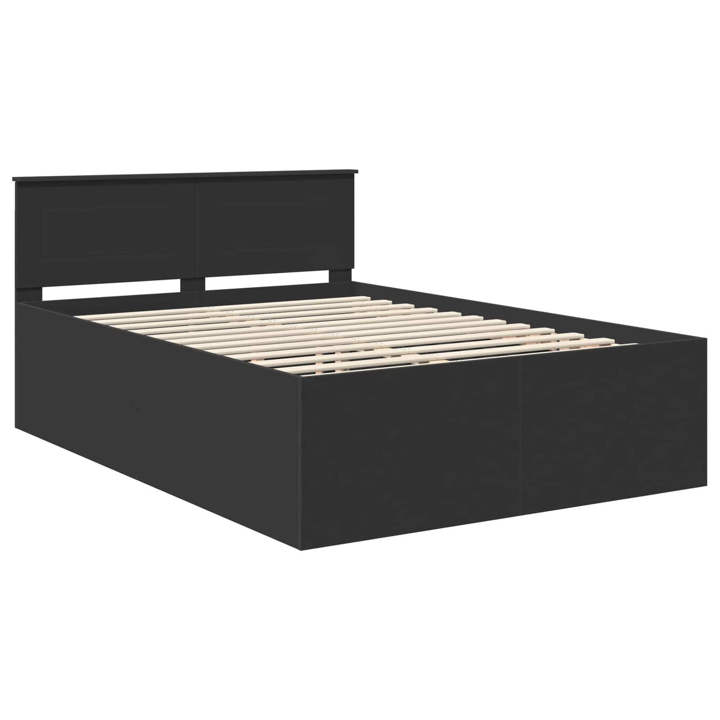 Bedframe met hoofdeinde Zwart 140 x 190 cm Bewerkt hout is nu te koop bij PeponiXL, paradijselijk wonen!