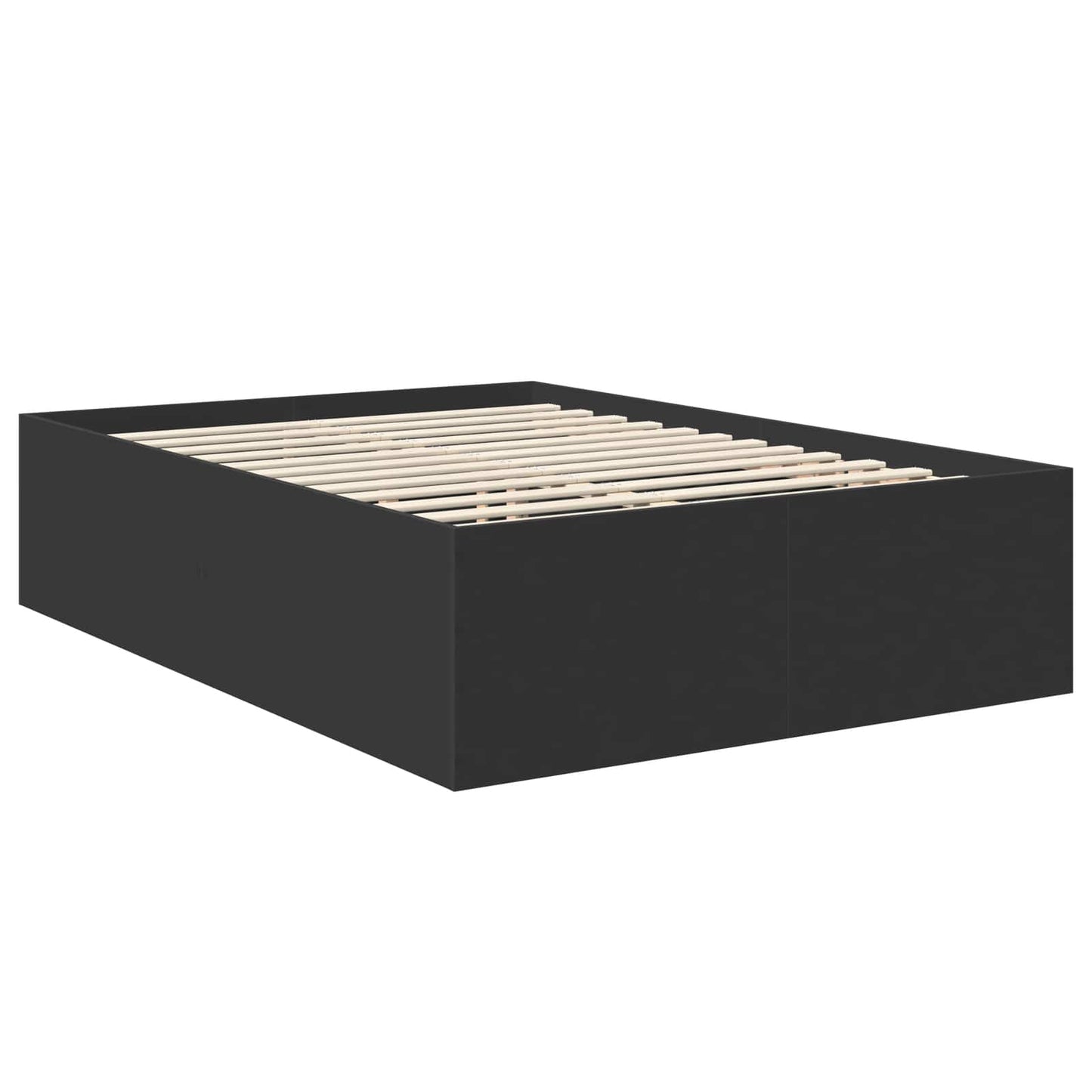 Bedframe met hoofdeinde Zwart 140 x 190 cm Bewerkt hout is nu te koop bij PeponiXL, paradijselijk wonen!