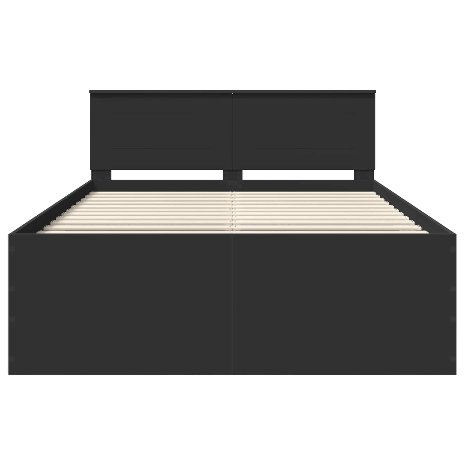Bedframe met hoofdeinde Zwart 140 x 190 cm Bewerkt hout is nu te koop bij PeponiXL, paradijselijk wonen!