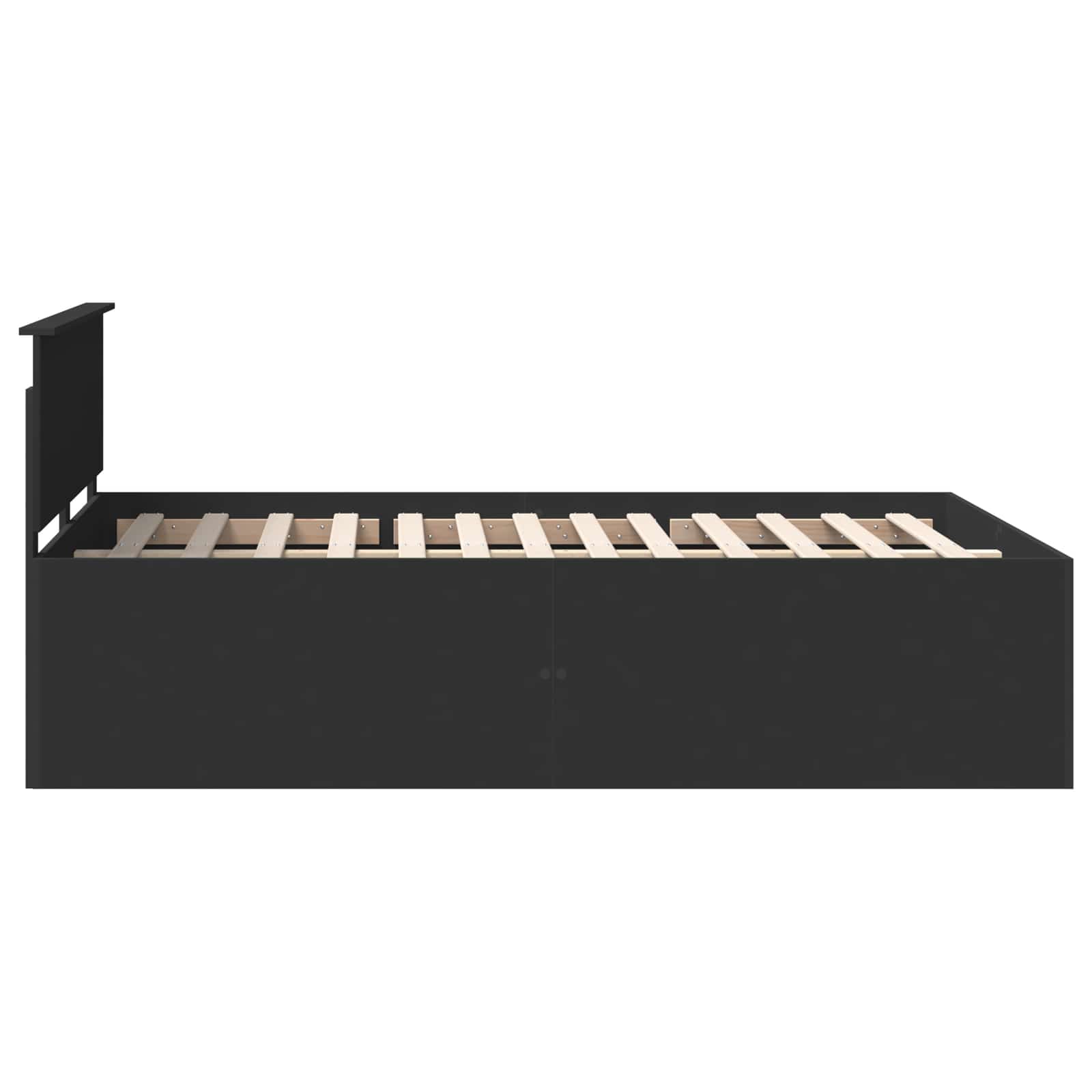 Bedframe met hoofdeinde Zwart 140 x 190 cm Bewerkt hout is nu te koop bij PeponiXL, paradijselijk wonen!