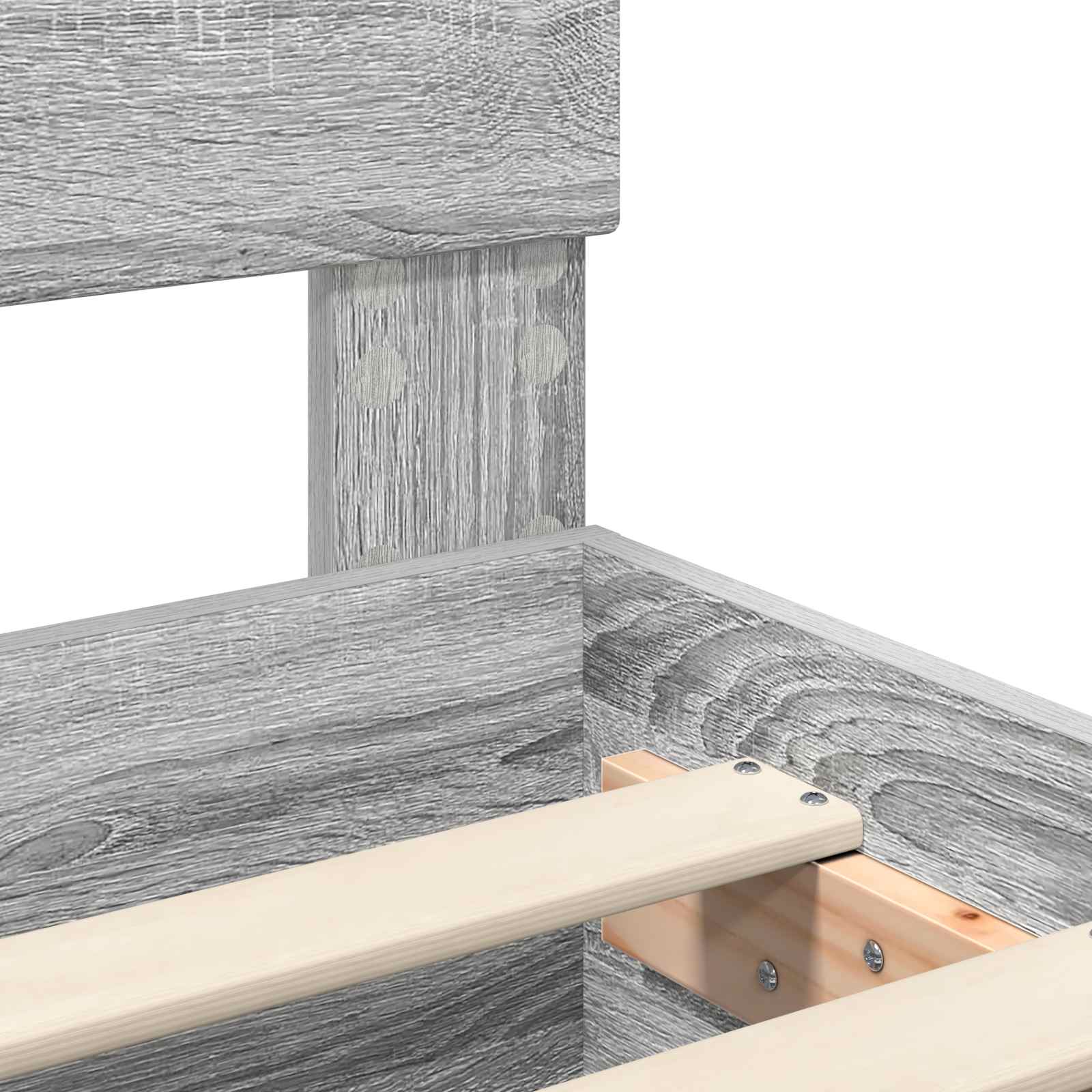 Bedframe met hoofdeinde Grijs Sonoma 140 x 190 cm Bewerkt hout is nu te koop bij PeponiXL, paradijselijk wonen!