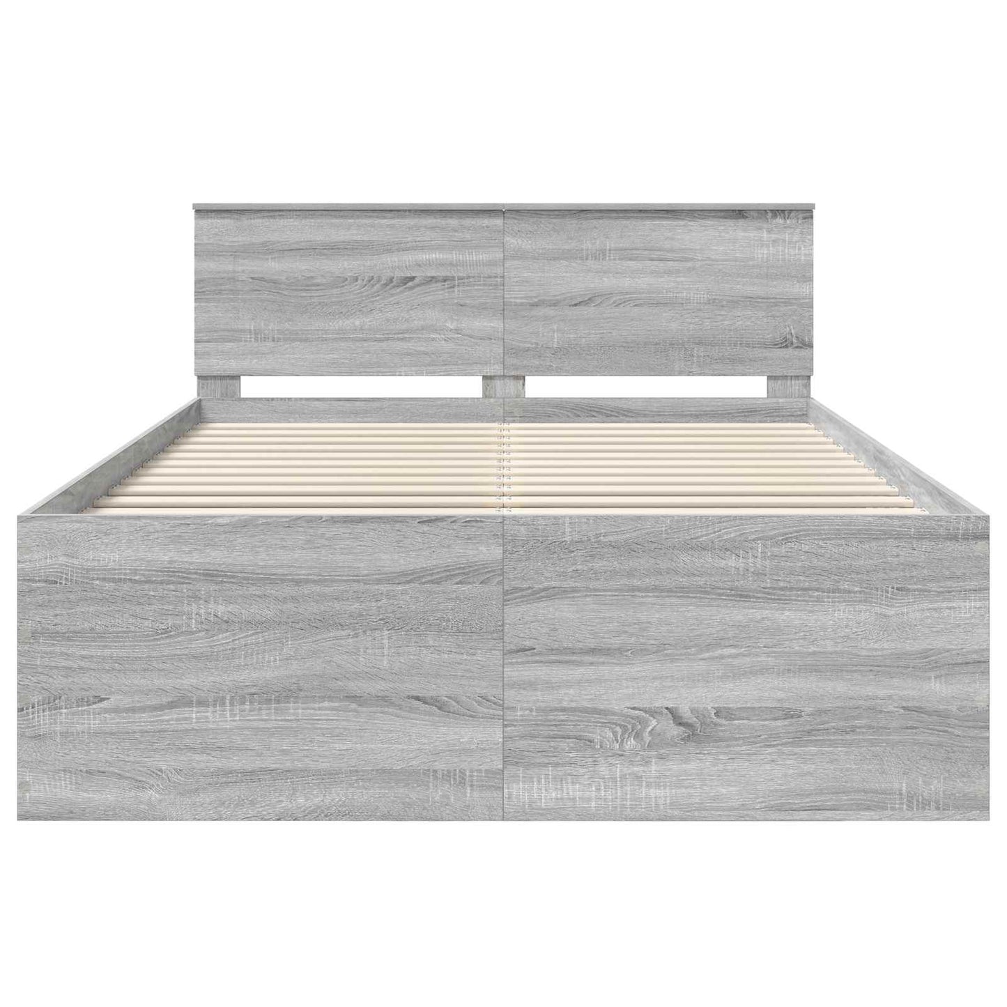 Bedframe met hoofdeinde Grijs Sonoma 140 x 190 cm Bewerkt hout is nu te koop bij PeponiXL, paradijselijk wonen!