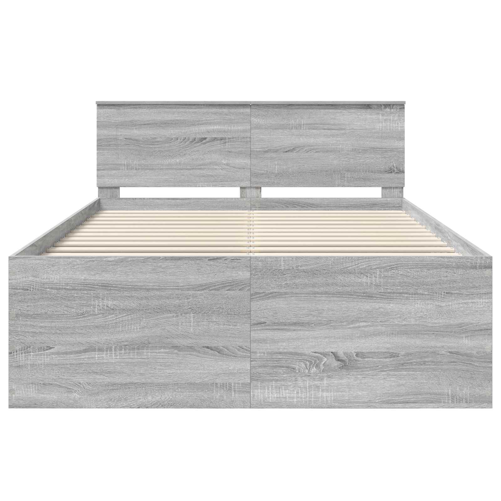 Bedframe met hoofdeinde Grijs Sonoma 140 x 190 cm Bewerkt hout is nu te koop bij PeponiXL, paradijselijk wonen!