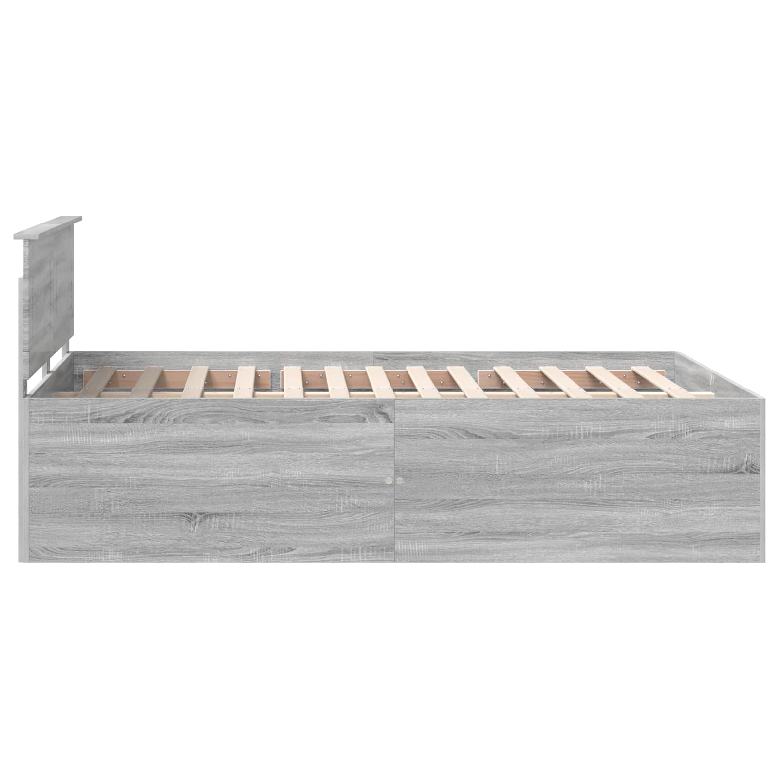 Bedframe met hoofdeinde Grijs Sonoma 140 x 190 cm Bewerkt hout is nu te koop bij PeponiXL, paradijselijk wonen!