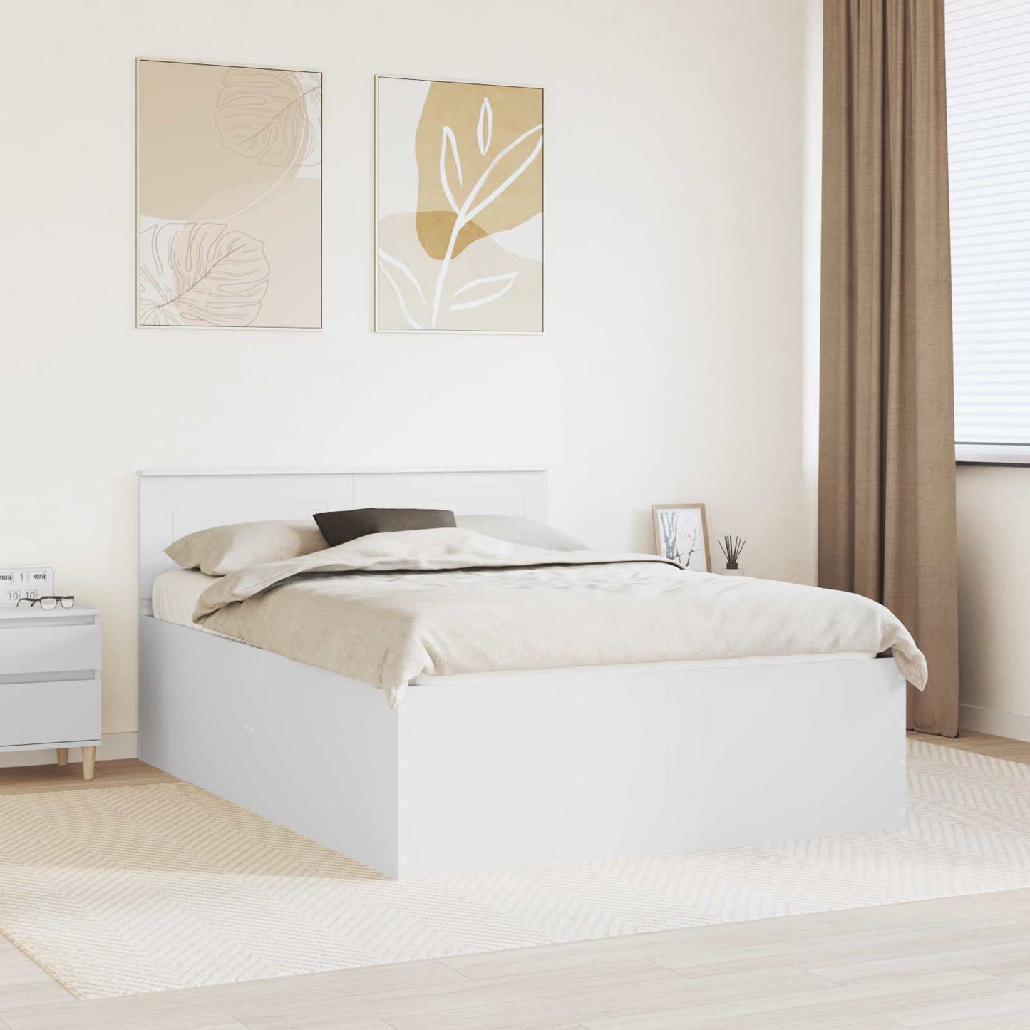 Bedframe met hoofdeinde Wit 140 x 200 cm Bewerkt hout is nu te koop bij PeponiXL, paradijselijk wonen!