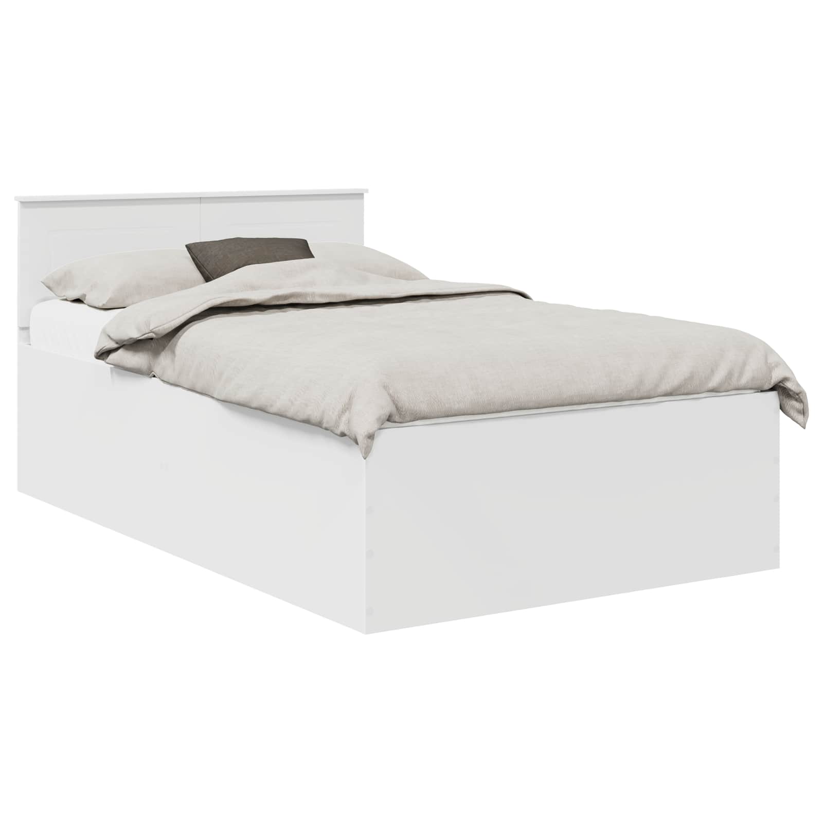 Bedframe met hoofdeinde Wit 135 x 190 cm Bewerkt hout is nu te koop bij PeponiXL, paradijselijk wonen!