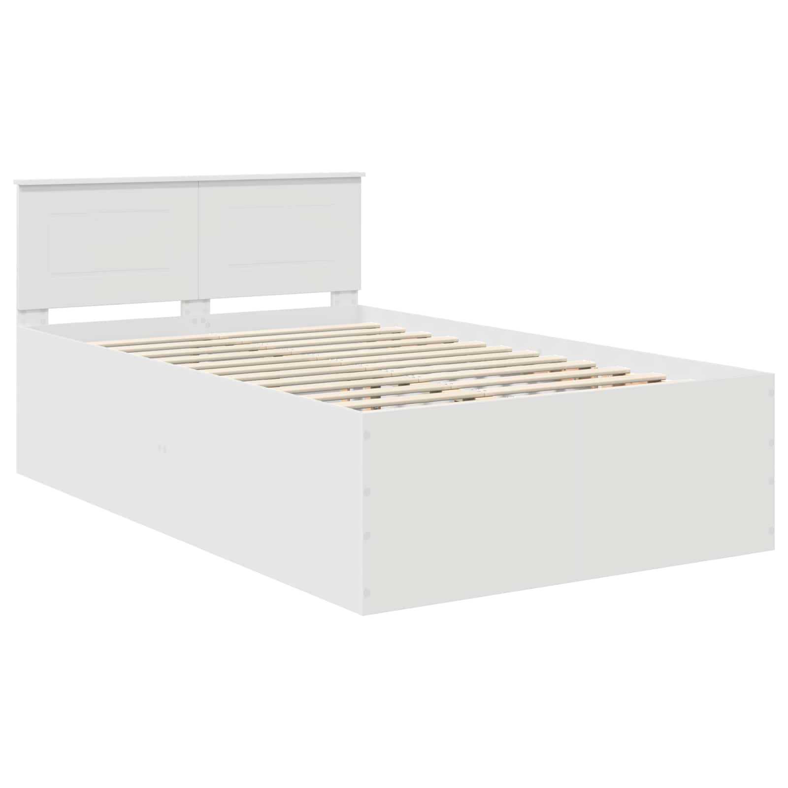 Bedframe met hoofdeinde Wit 135 x 190 cm Bewerkt hout is nu te koop bij PeponiXL, paradijselijk wonen!