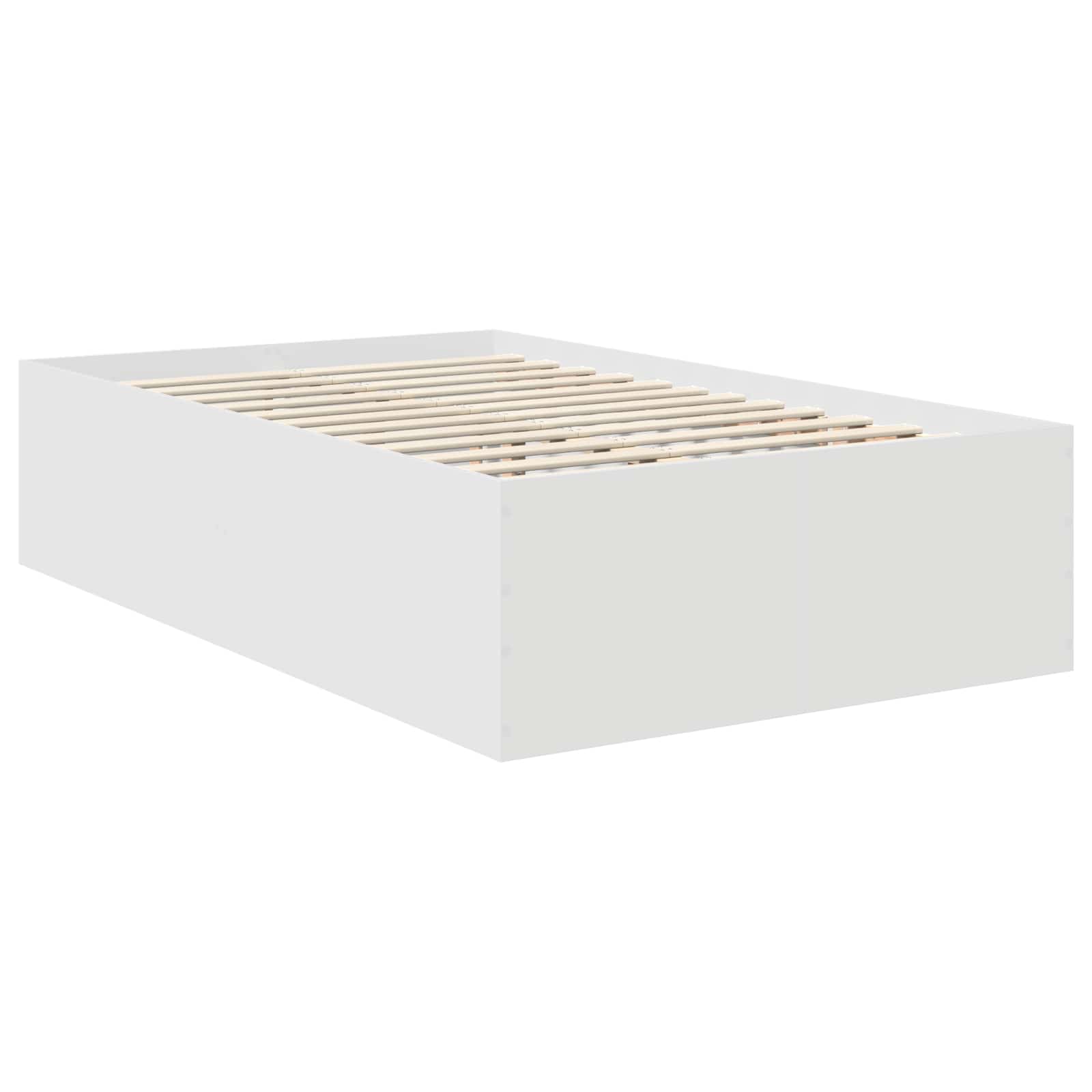 Bedframe met hoofdeinde Wit 135 x 190 cm Bewerkt hout is nu te koop bij PeponiXL, paradijselijk wonen!