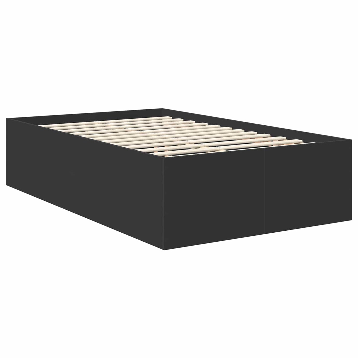 Bedframe met hoofdeinde Zwart 135 x 190 cm Bewerkt hout is nu te koop bij PeponiXL, paradijselijk wonen!