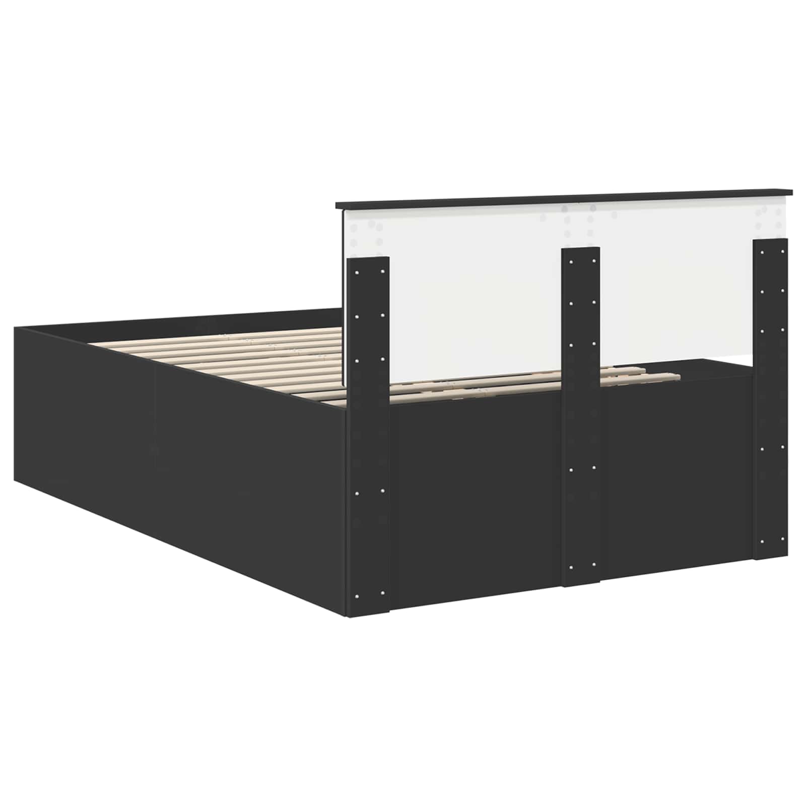 Bedframe met hoofdeinde Zwart 135 x 190 cm Bewerkt hout is nu te koop bij PeponiXL, paradijselijk wonen!