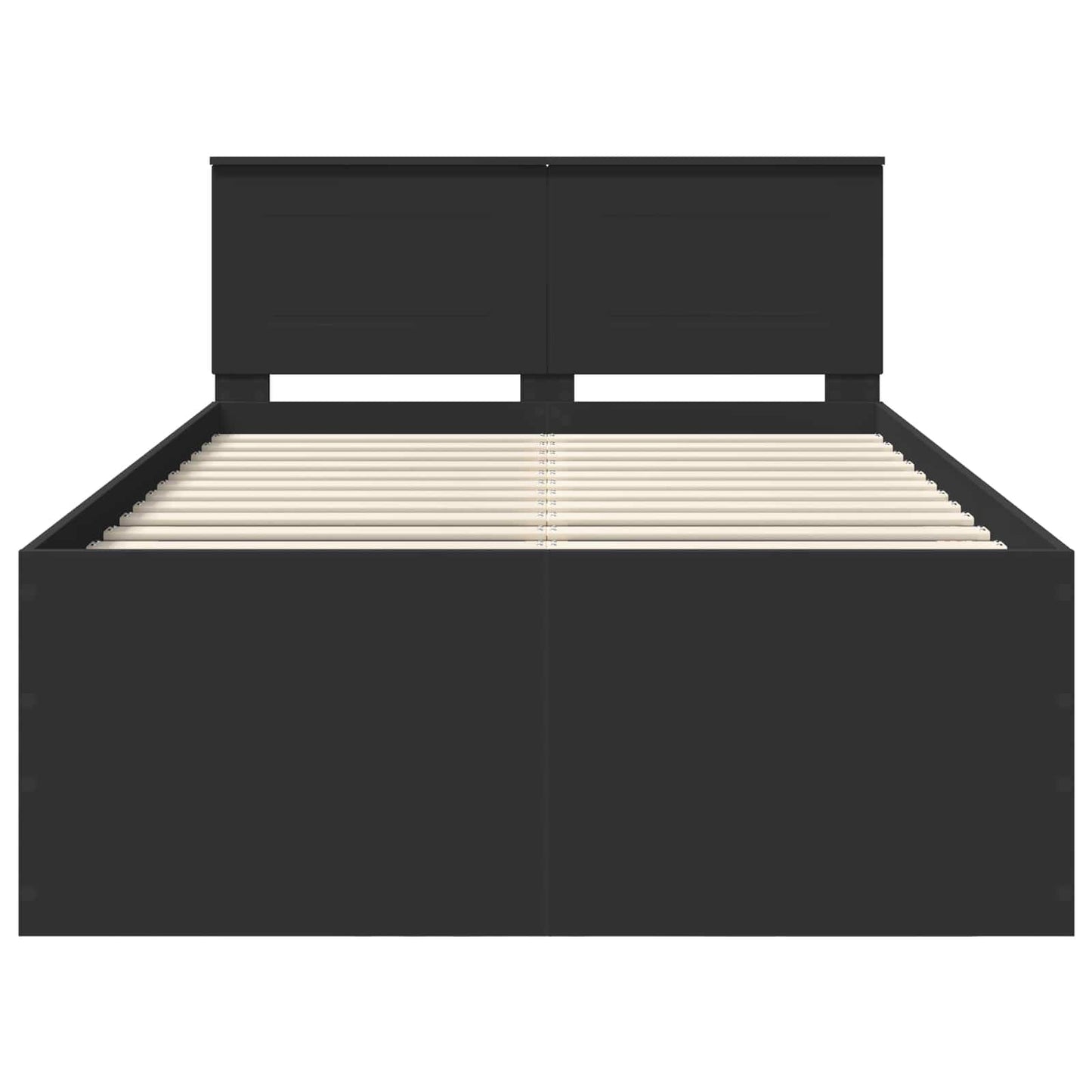 Bedframe met hoofdeinde Zwart 135 x 190 cm Bewerkt hout is nu te koop bij PeponiXL, paradijselijk wonen!