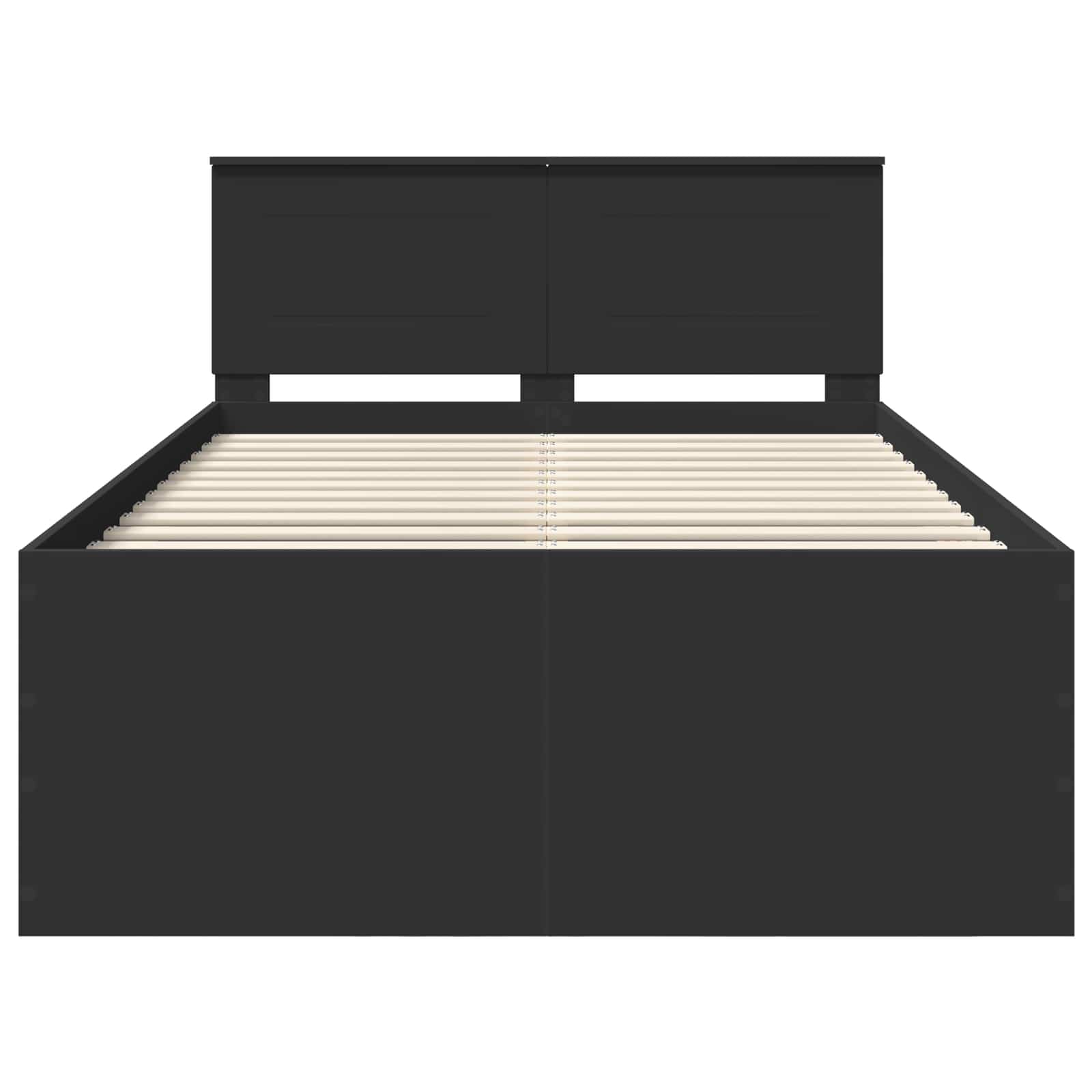 Bedframe met hoofdeinde Zwart 135 x 190 cm Bewerkt hout is nu te koop bij PeponiXL, paradijselijk wonen!