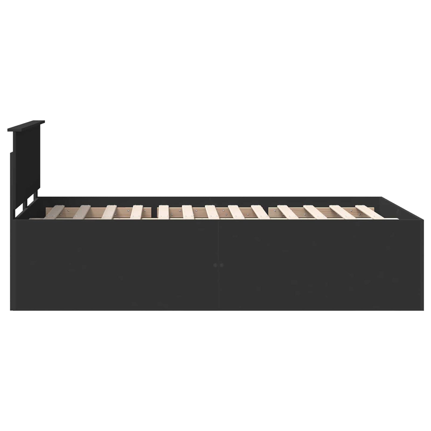 Bedframe met hoofdeinde Zwart 135 x 190 cm Bewerkt hout is nu te koop bij PeponiXL, paradijselijk wonen!