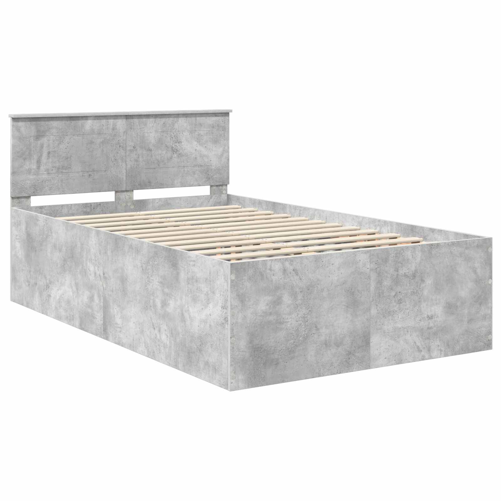 Bedframe met hoofdeinde Beton Grijs 135 x 190 cm Bewerkt hout is nu te koop bij PeponiXL, paradijselijk wonen!