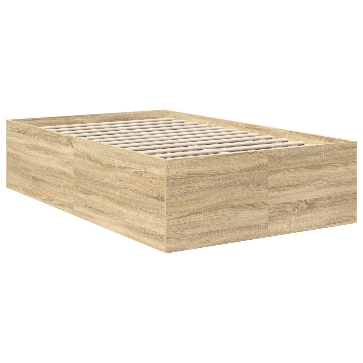 Bedframe met hoofdeinde Sonoma Eiken 120 x 190 cm Bewerkt hout is nu te koop bij PeponiXL, paradijselijk wonen!