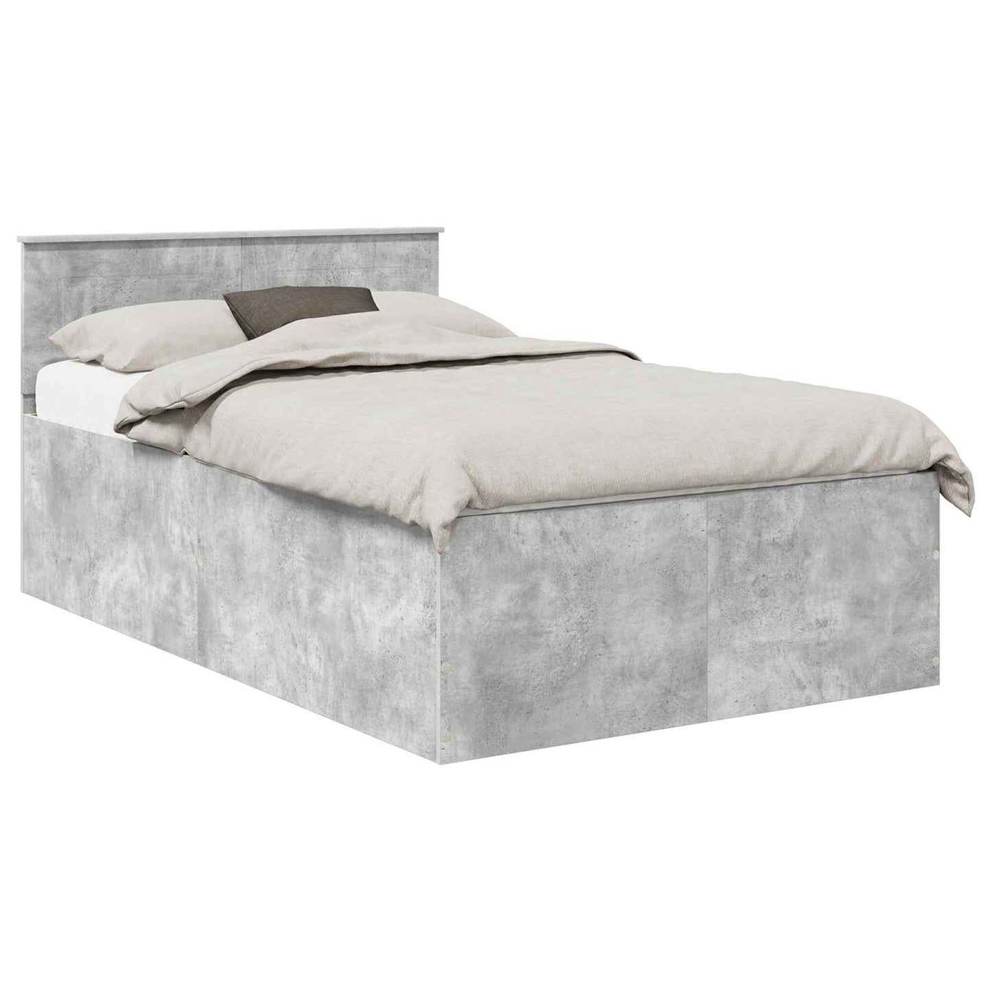 Bedframe met hoofdeinde Beton Grijs 120 x 190 cm Bewerkt hout is nu te koop bij PeponiXL, paradijselijk wonen!