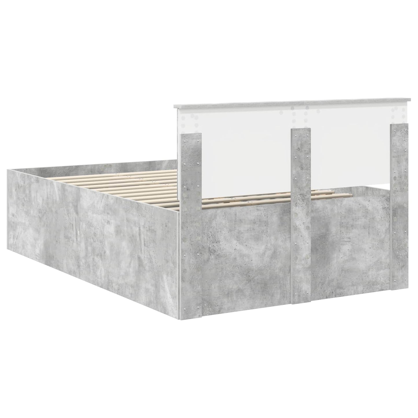 Bedframe met hoofdeinde Beton Grijs 120 x 190 cm Bewerkt hout is nu te koop bij PeponiXL, paradijselijk wonen!