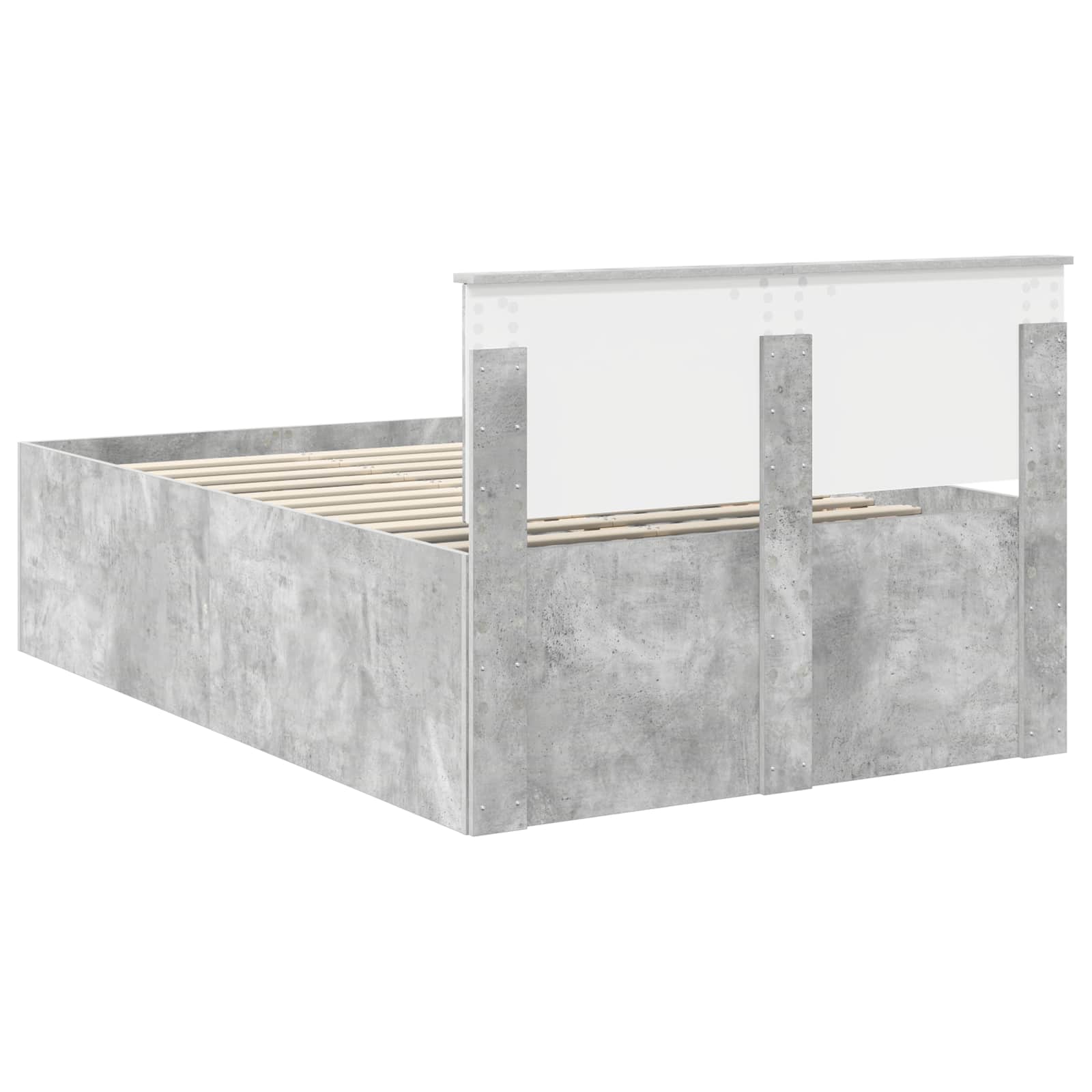 Bedframe met hoofdeinde Beton Grijs 120 x 190 cm Bewerkt hout is nu te koop bij PeponiXL, paradijselijk wonen!