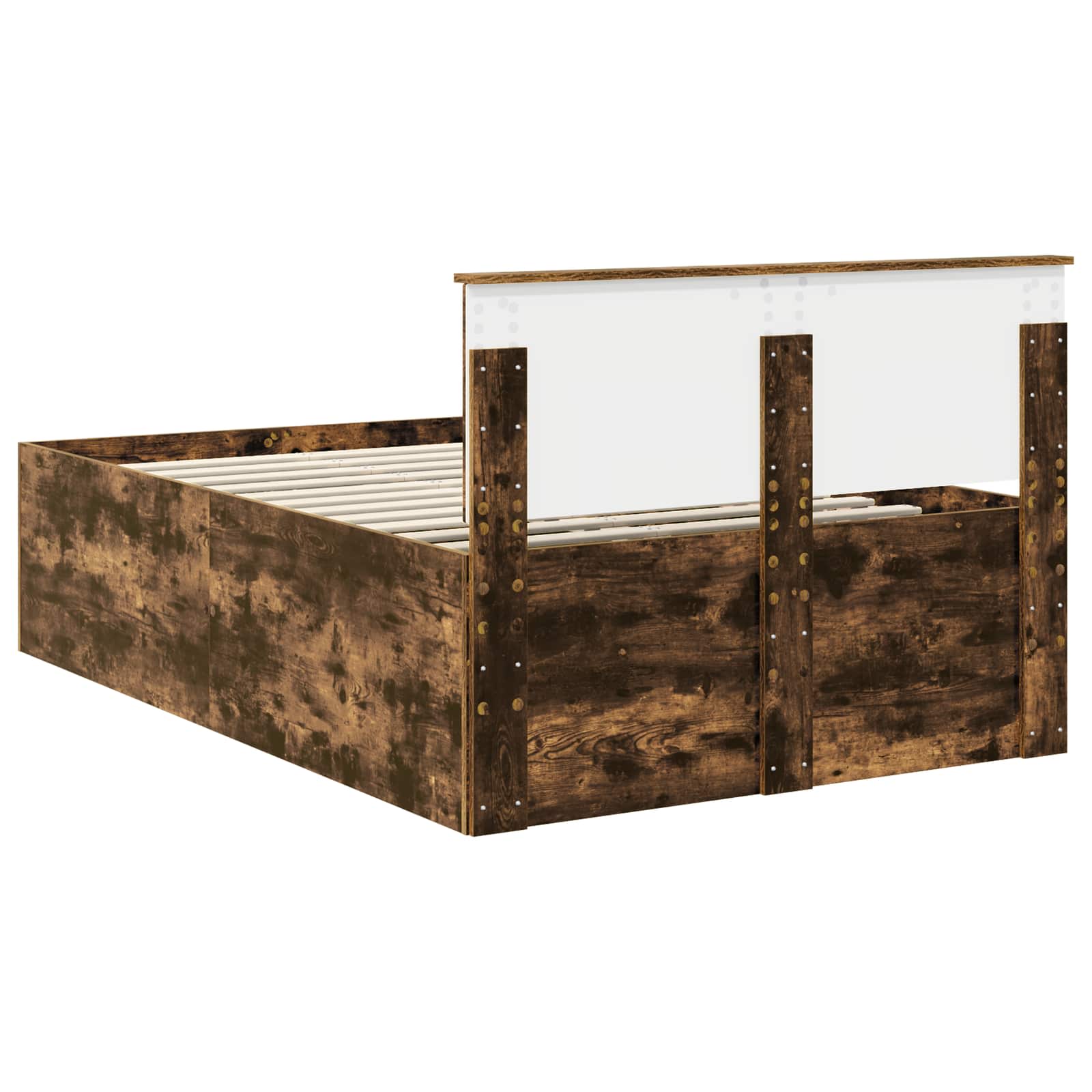 Bedframe met hoofdeinde Gerookt eiken 120 x 190 cm Bewerkt hout is nu te koop bij PeponiXL, paradijselijk wonen!