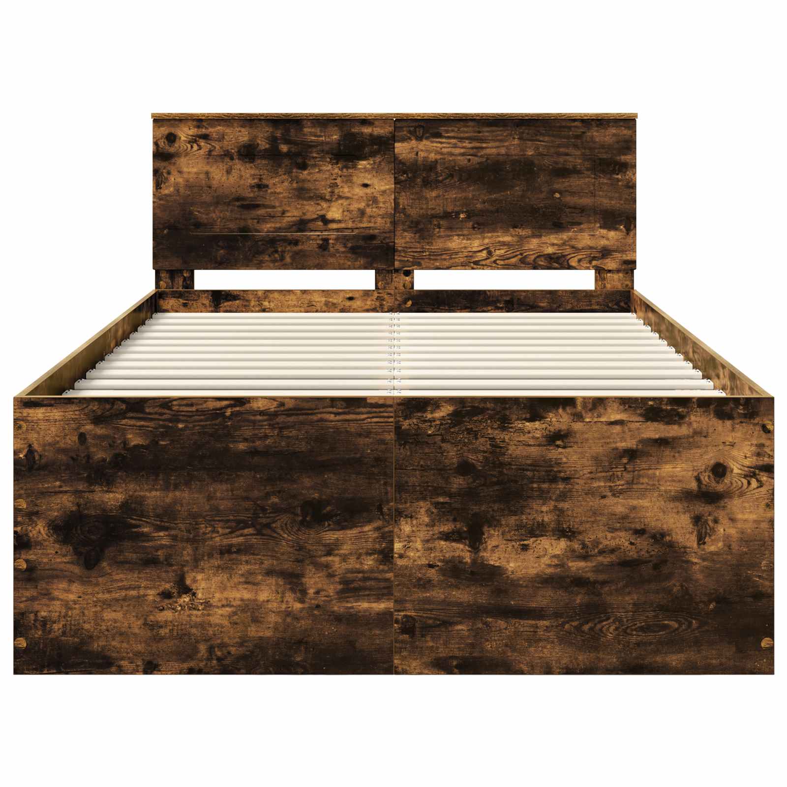 Bedframe met hoofdeinde Gerookt eiken 120 x 190 cm Bewerkt hout is nu te koop bij PeponiXL, paradijselijk wonen!