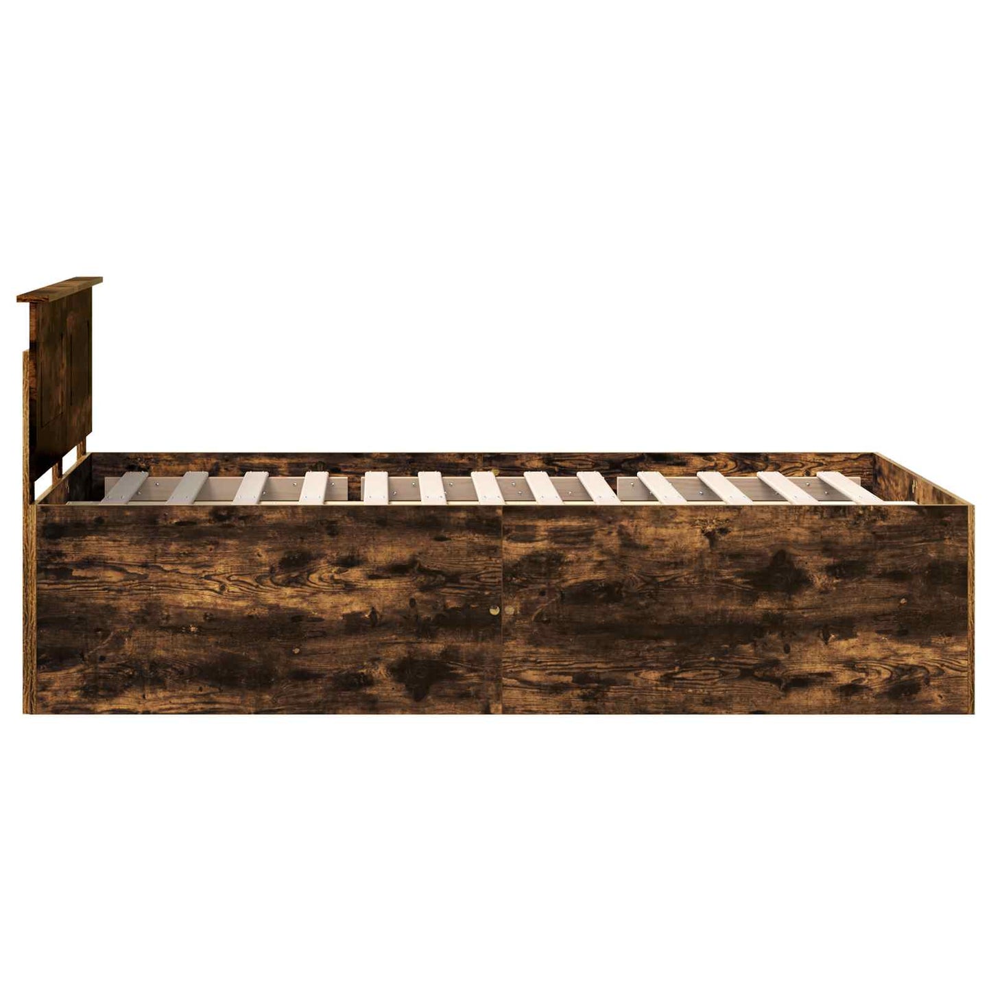 Bedframe met hoofdeinde Gerookt eiken 120 x 190 cm Bewerkt hout is nu te koop bij PeponiXL, paradijselijk wonen!