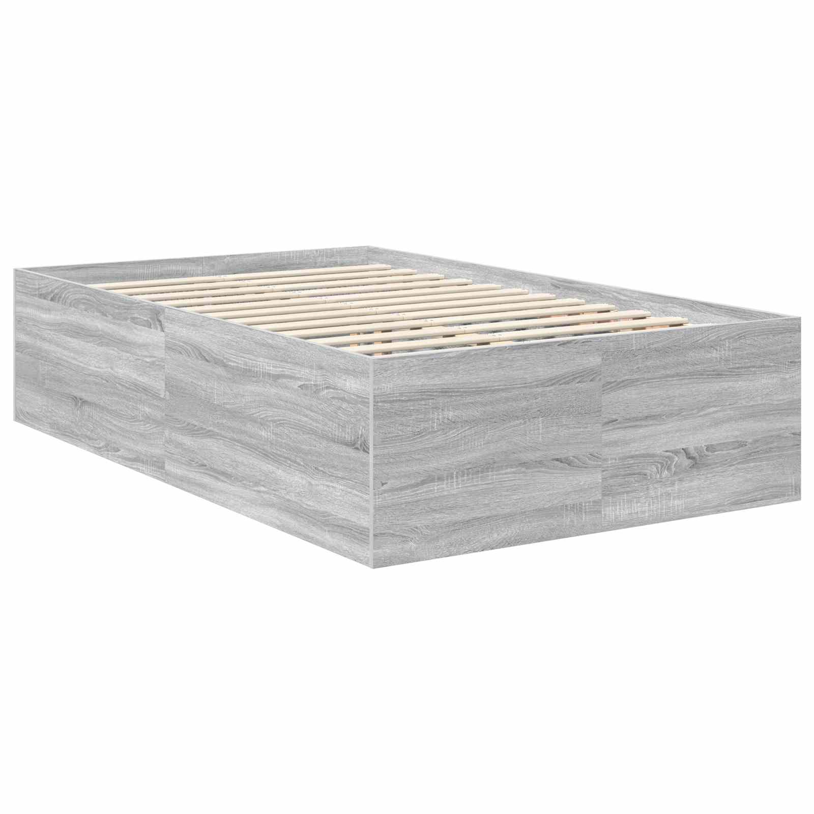 Bedframe met hoofdeinde Grijs Sonoma 120 x 190 cm Bewerkt hout is nu te koop bij PeponiXL, paradijselijk wonen!