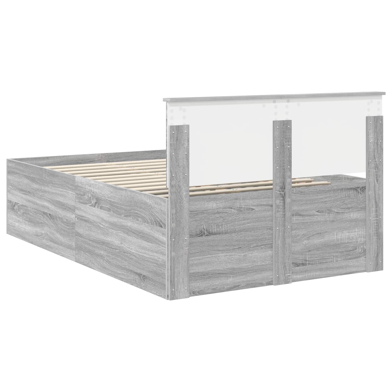 Bedframe met hoofdeinde Grijs Sonoma 120 x 190 cm Bewerkt hout is nu te koop bij PeponiXL, paradijselijk wonen!