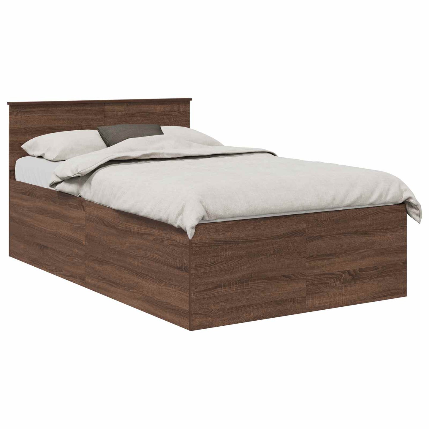 Bedframe met hoofdeinde Bruin Eiken 120 x 190 cm Bewerkt hout is nu te koop bij PeponiXL, paradijselijk wonen!