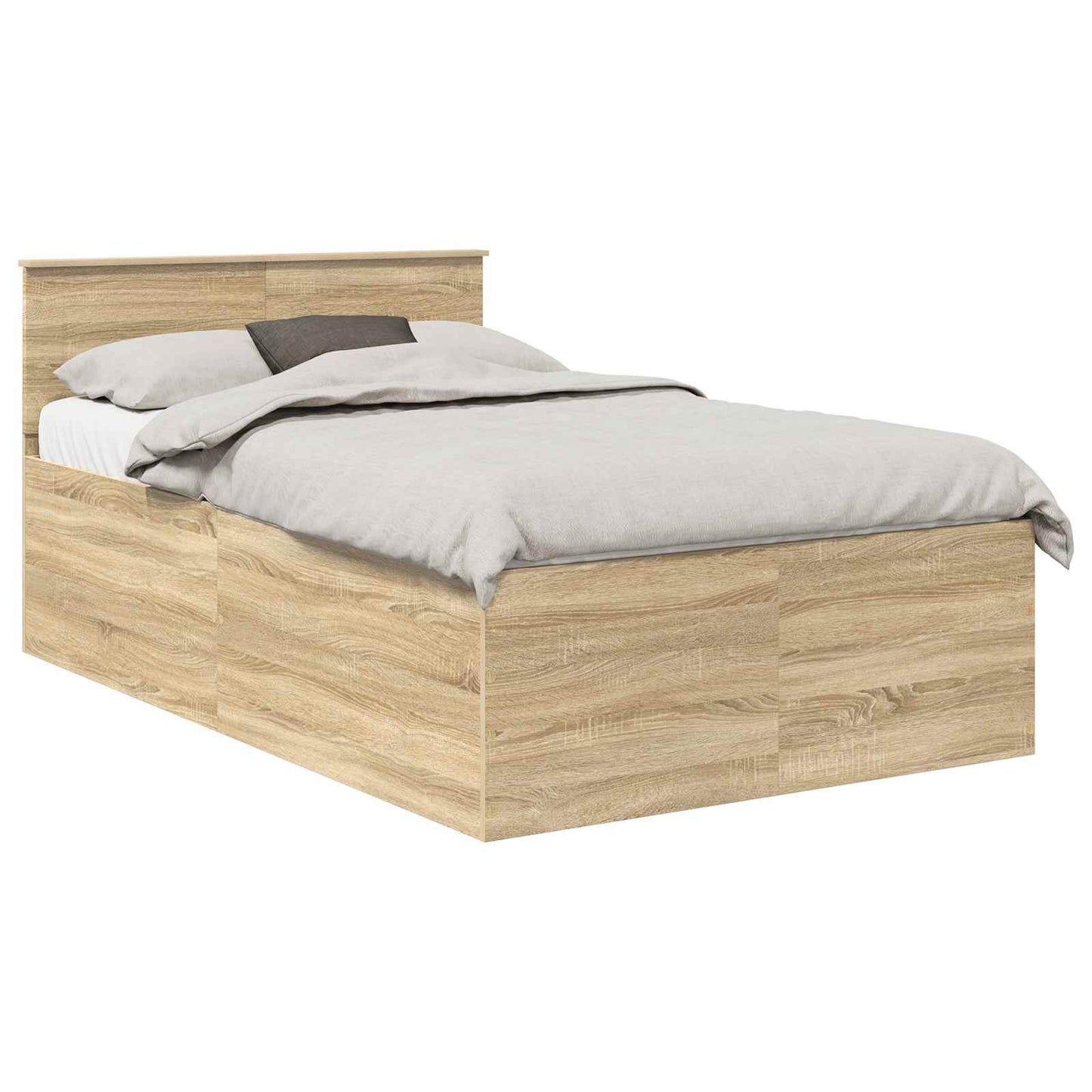Bedframe met hoofdeinde Sonoma Eiken 120 x 200 cm Bewerkt hout is nu te koop bij PeponiXL, paradijselijk wonen!