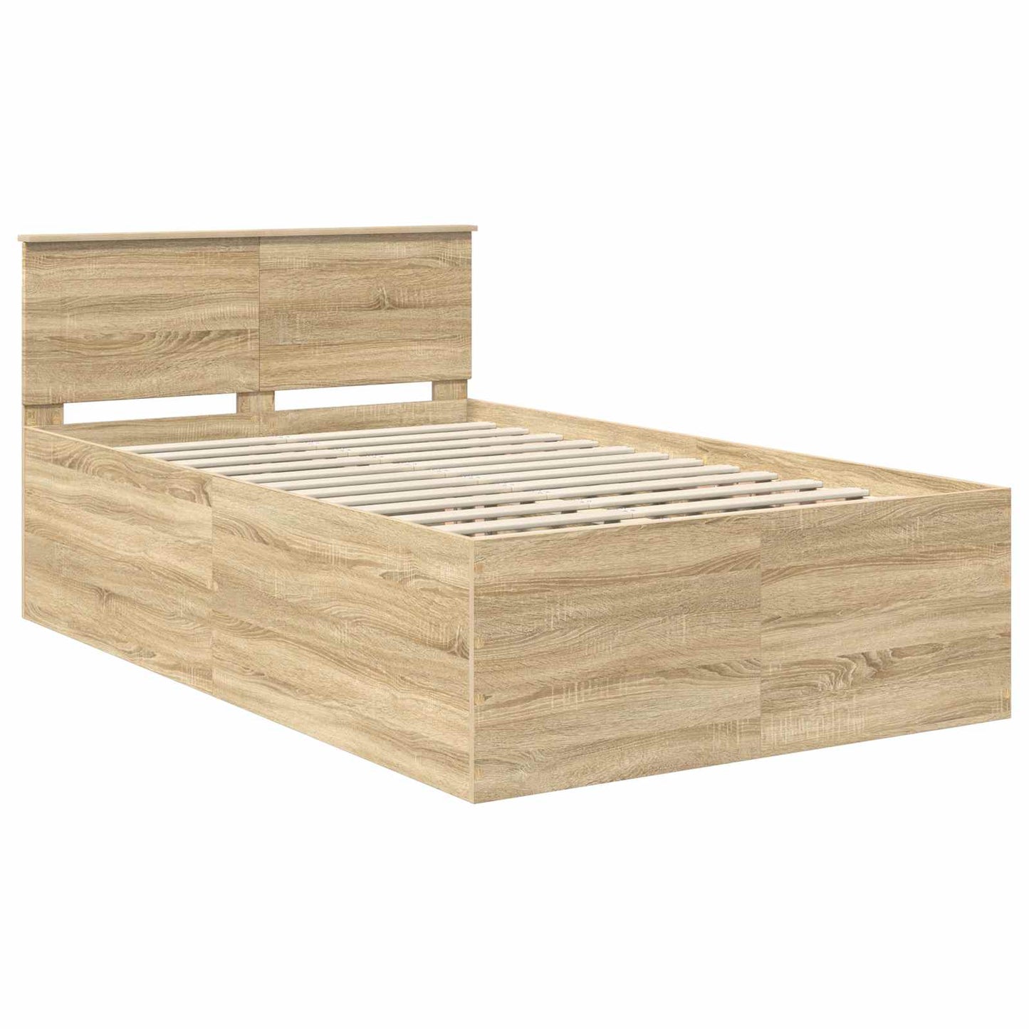 Bedframe met hoofdeinde Sonoma Eiken 120 x 200 cm Bewerkt hout is nu te koop bij PeponiXL, paradijselijk wonen!