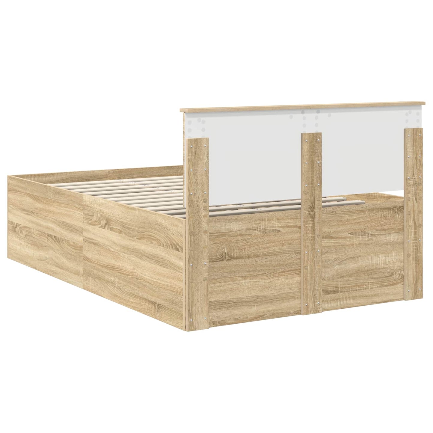 Bedframe met hoofdeinde Sonoma Eiken 120 x 200 cm Bewerkt hout is nu te koop bij PeponiXL, paradijselijk wonen!