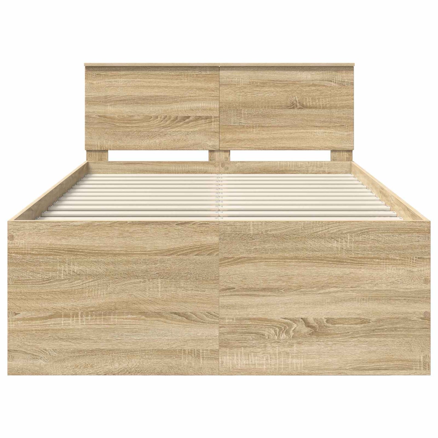 Bedframe met hoofdeinde Sonoma Eiken 120 x 200 cm Bewerkt hout is nu te koop bij PeponiXL, paradijselijk wonen!