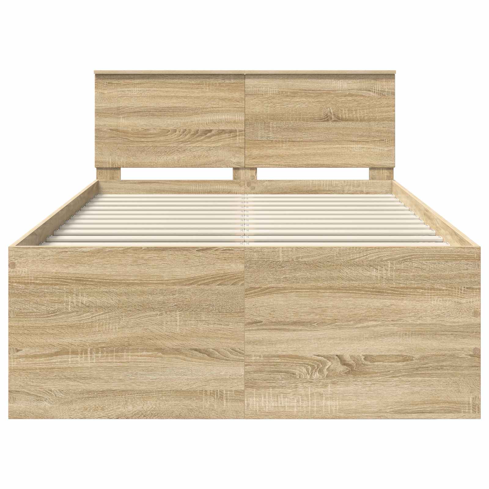Bedframe met hoofdeinde Sonoma Eiken 120 x 200 cm Bewerkt hout is nu te koop bij PeponiXL, paradijselijk wonen!