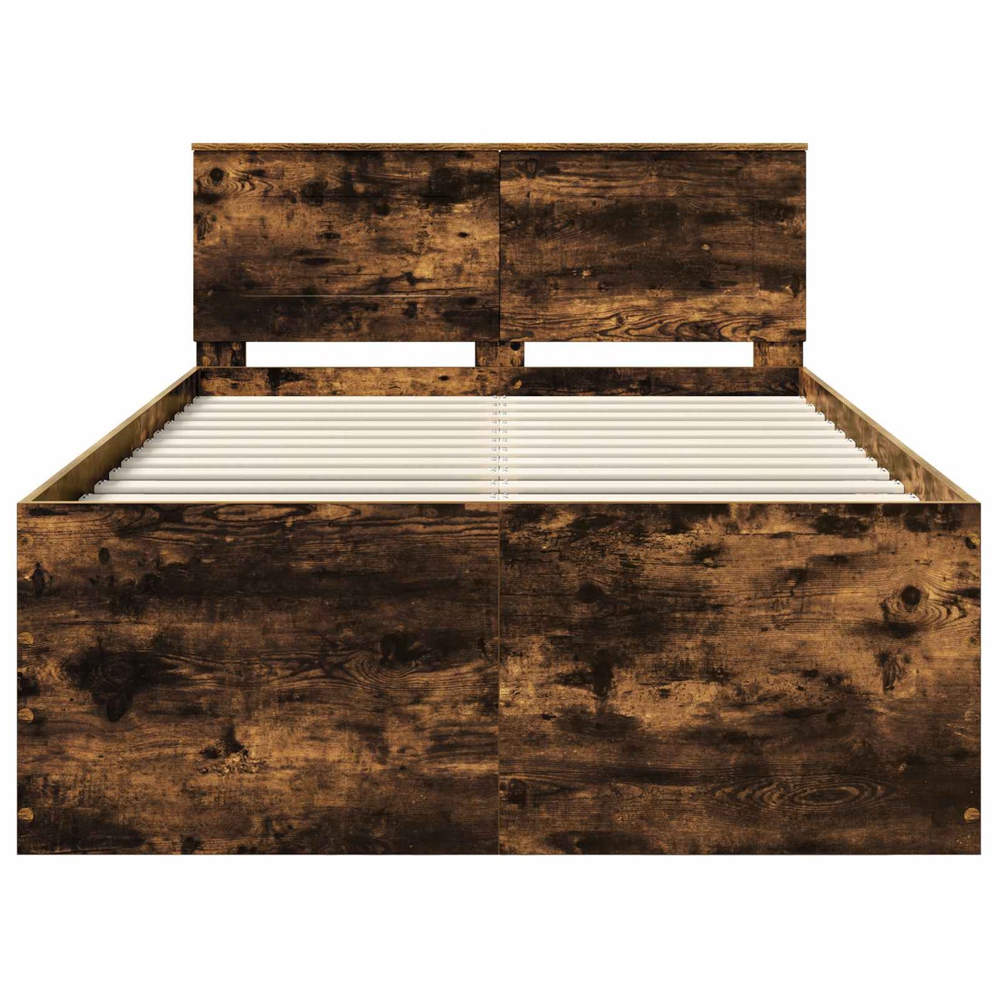 Bedframe met hoofdeinde Gerookt eiken 120 x 200 cm Bewerkt hout is nu te koop bij PeponiXL, paradijselijk wonen!