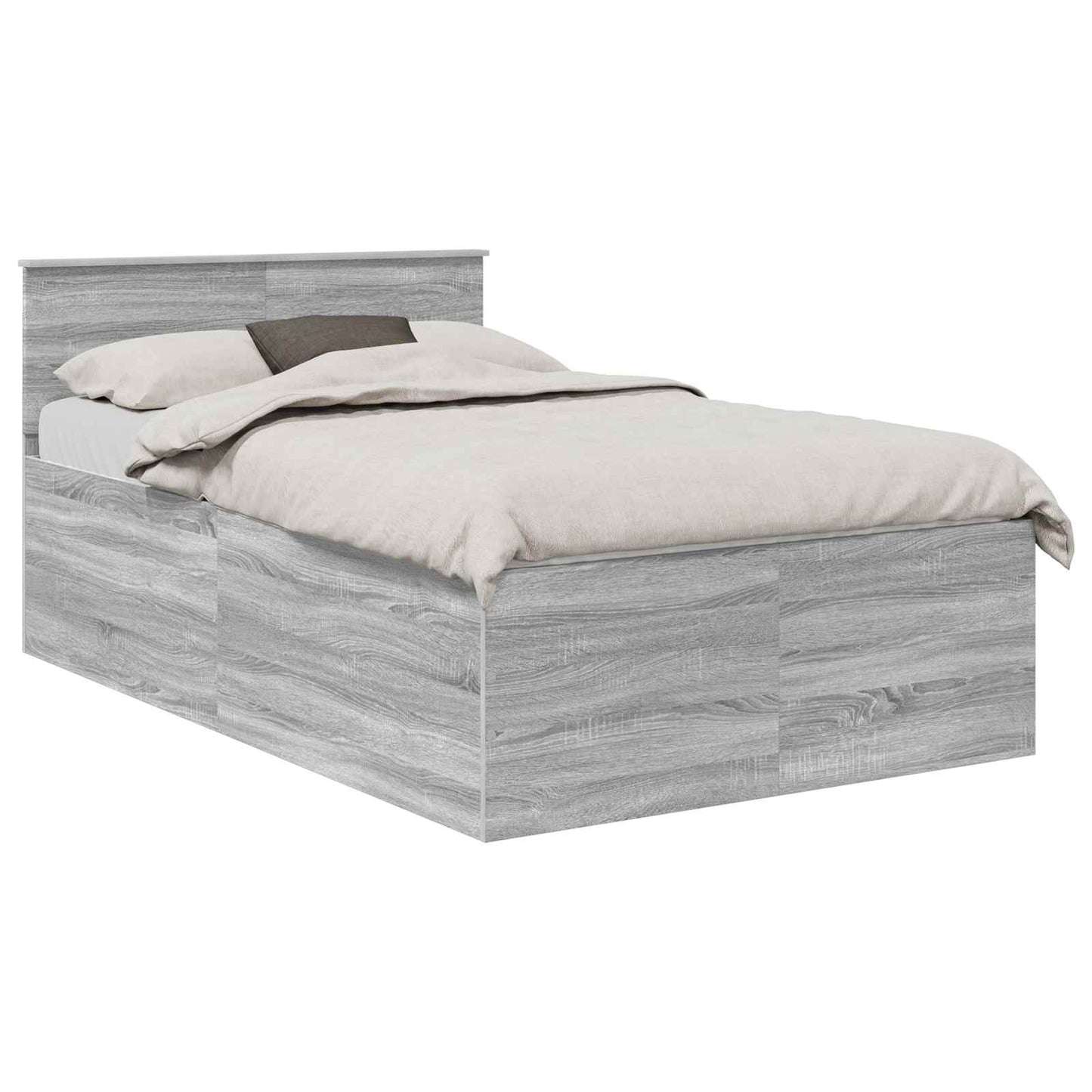 Bedframe met hoofdeinde Grijs Sonoma 120 x 200 cm Bewerkt hout is nu te koop bij PeponiXL, paradijselijk wonen!