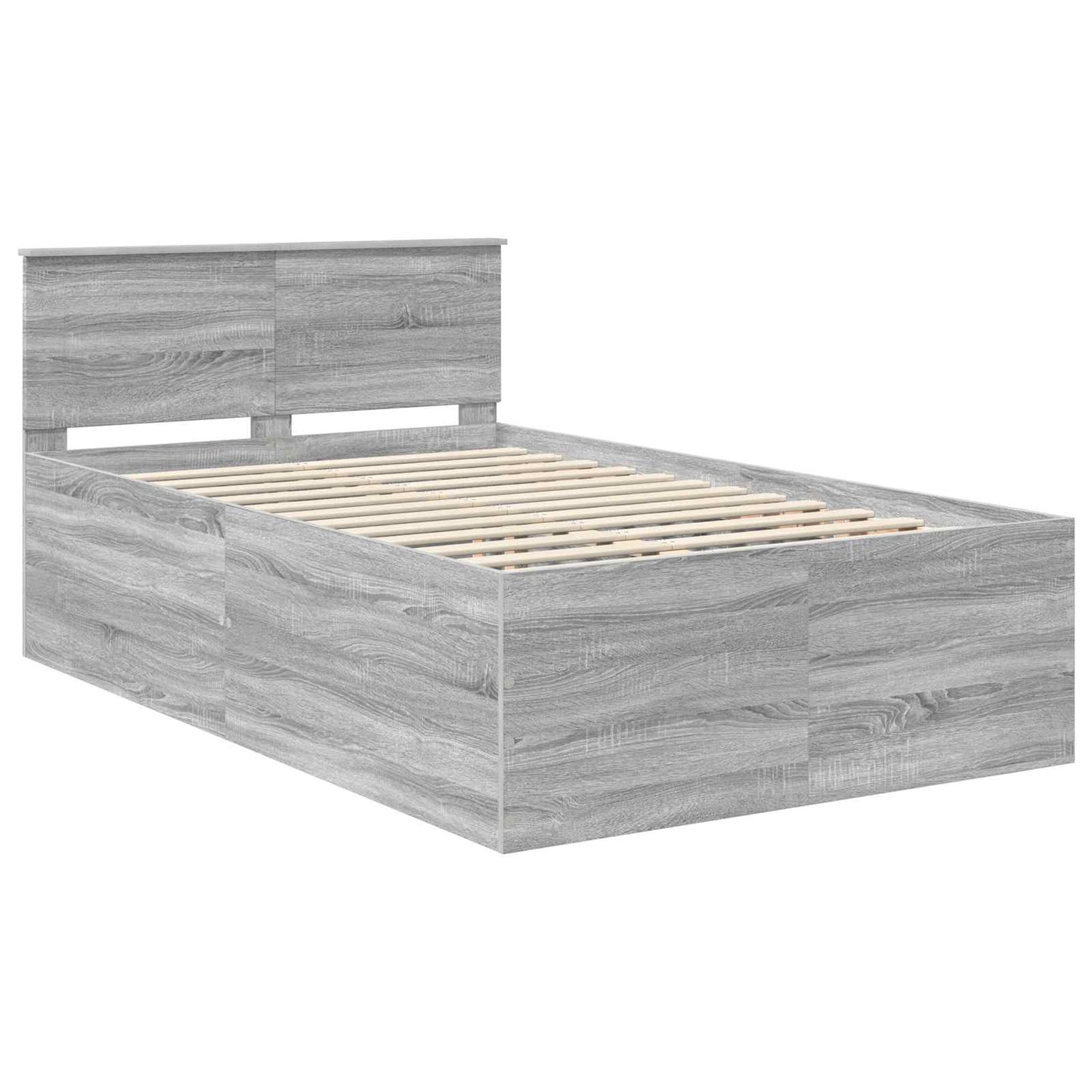 Bedframe met hoofdeinde Grijs Sonoma 120 x 200 cm Bewerkt hout is nu te koop bij PeponiXL, paradijselijk wonen!