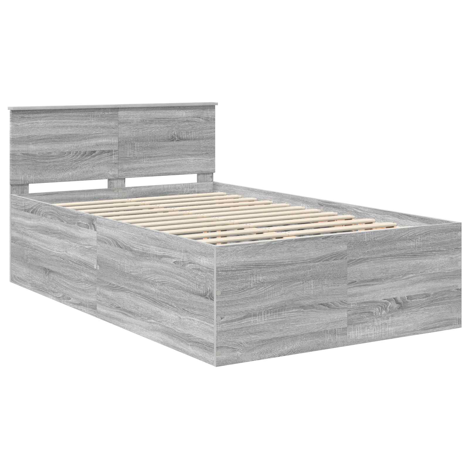 Bedframe met hoofdeinde Grijs Sonoma 120 x 200 cm Bewerkt hout is nu te koop bij PeponiXL, paradijselijk wonen!