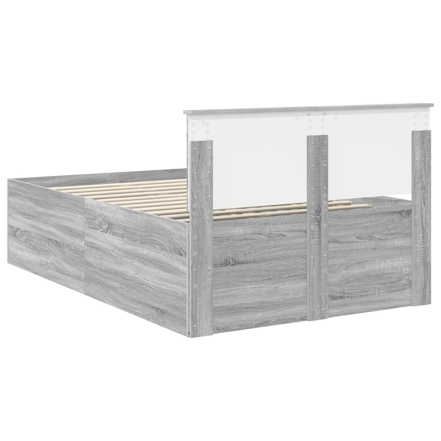 Bedframe met hoofdeinde Grijs Sonoma 120 x 200 cm Bewerkt hout is nu te koop bij PeponiXL, paradijselijk wonen!