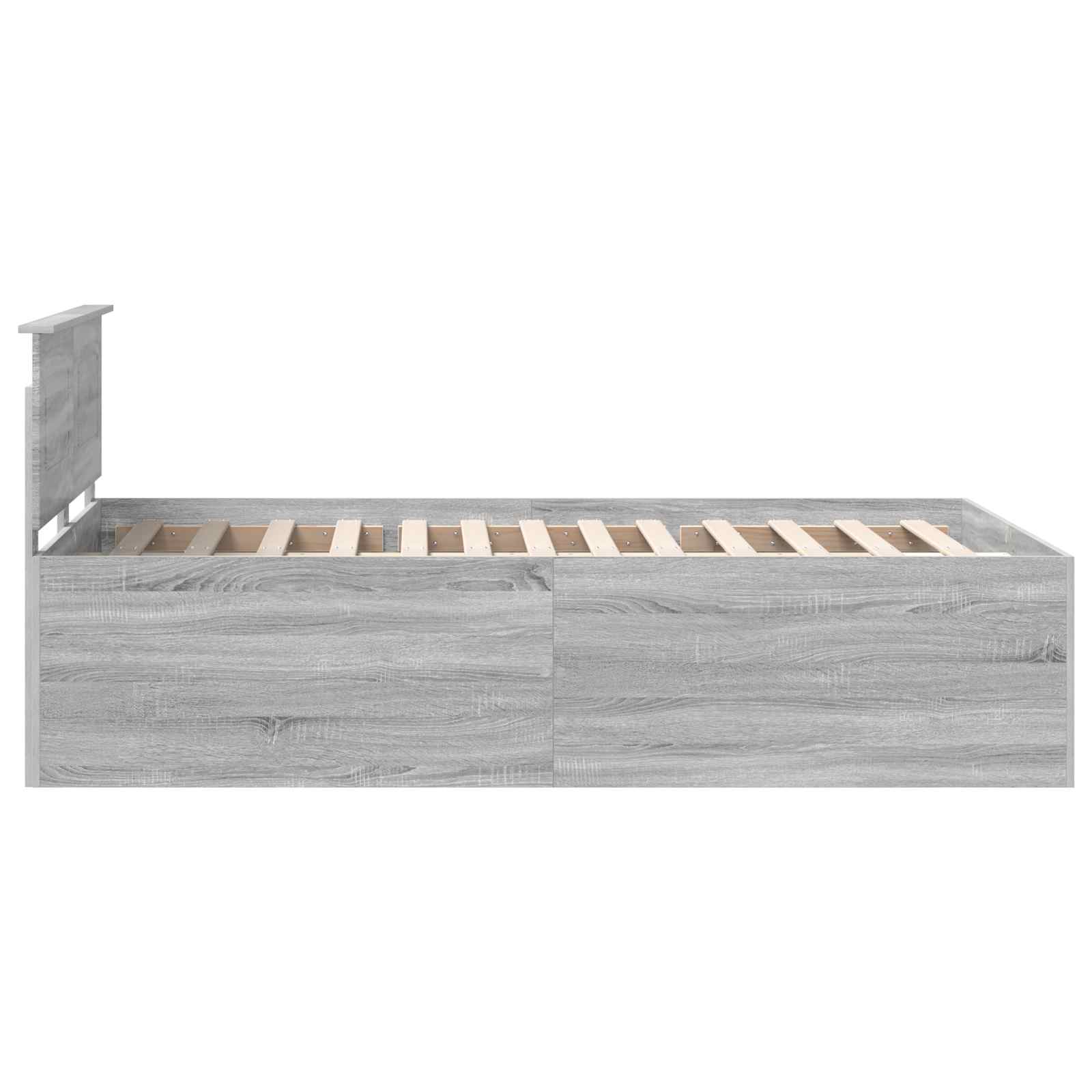 Bedframe met hoofdeinde Grijs Sonoma 120 x 200 cm Bewerkt hout is nu te koop bij PeponiXL, paradijselijk wonen!