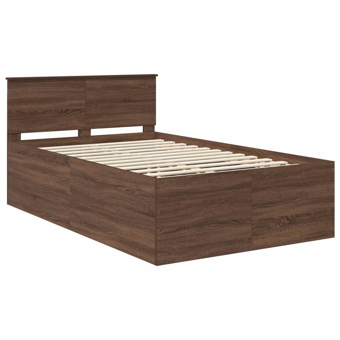 Bedframe met hoofdeinde Bruin Eiken 120 x 200 cm Bewerkt hout is nu te koop bij PeponiXL, paradijselijk wonen!