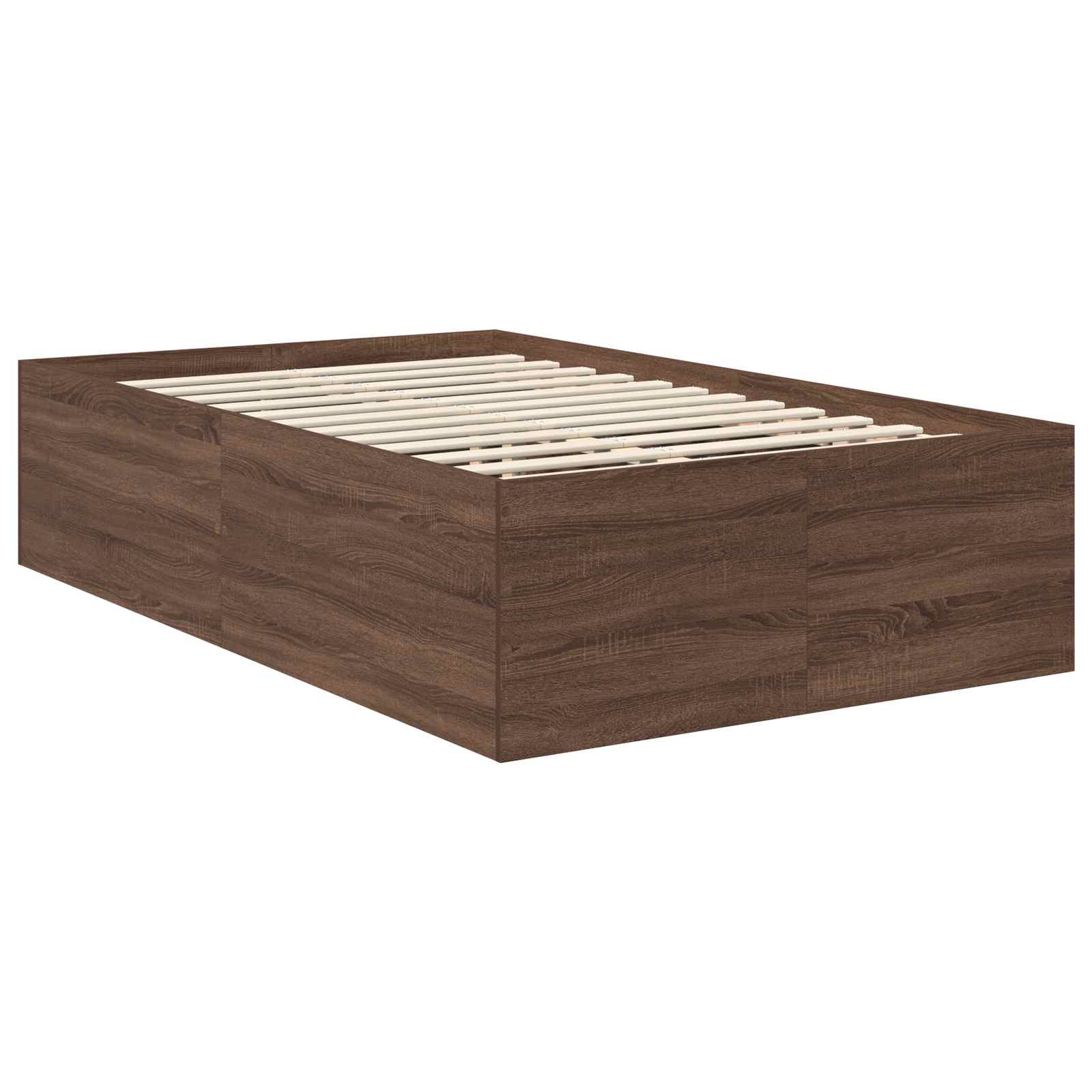 Bedframe met hoofdeinde Bruin Eiken 120 x 200 cm Bewerkt hout is nu te koop bij PeponiXL, paradijselijk wonen!