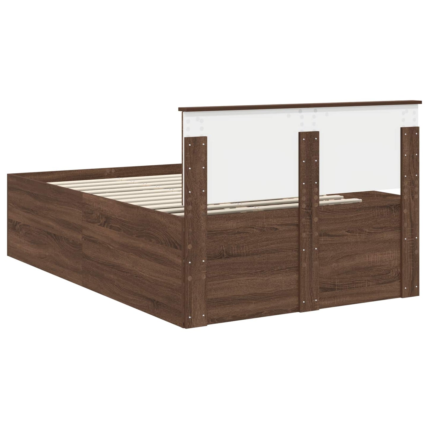 Bedframe met hoofdeinde Bruin Eiken 120 x 200 cm Bewerkt hout is nu te koop bij PeponiXL, paradijselijk wonen!