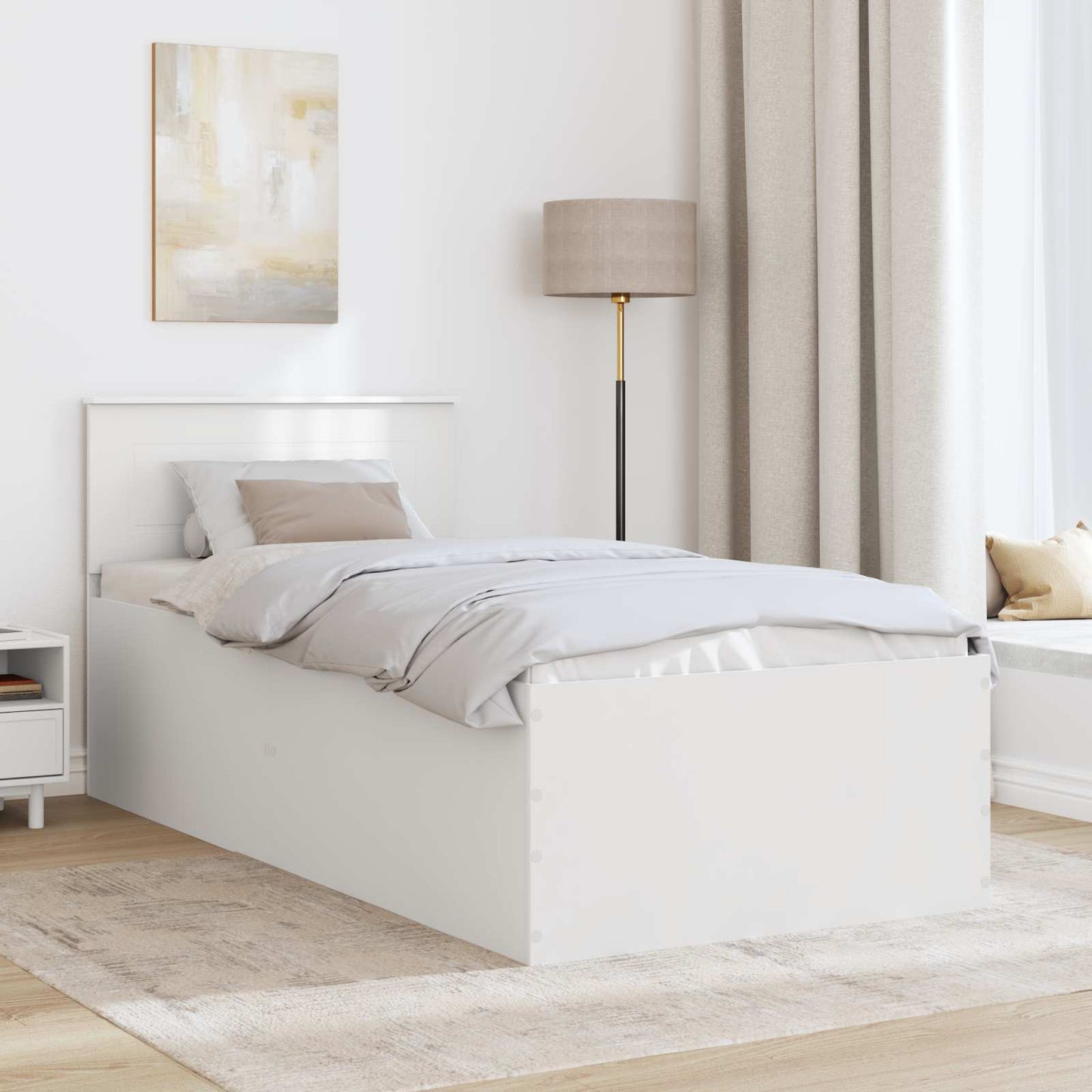 Bedframe met hoofdeinde Wit 120 x 200 cm Bewerkt hout is nu te koop bij PeponiXL, paradijselijk wonen!